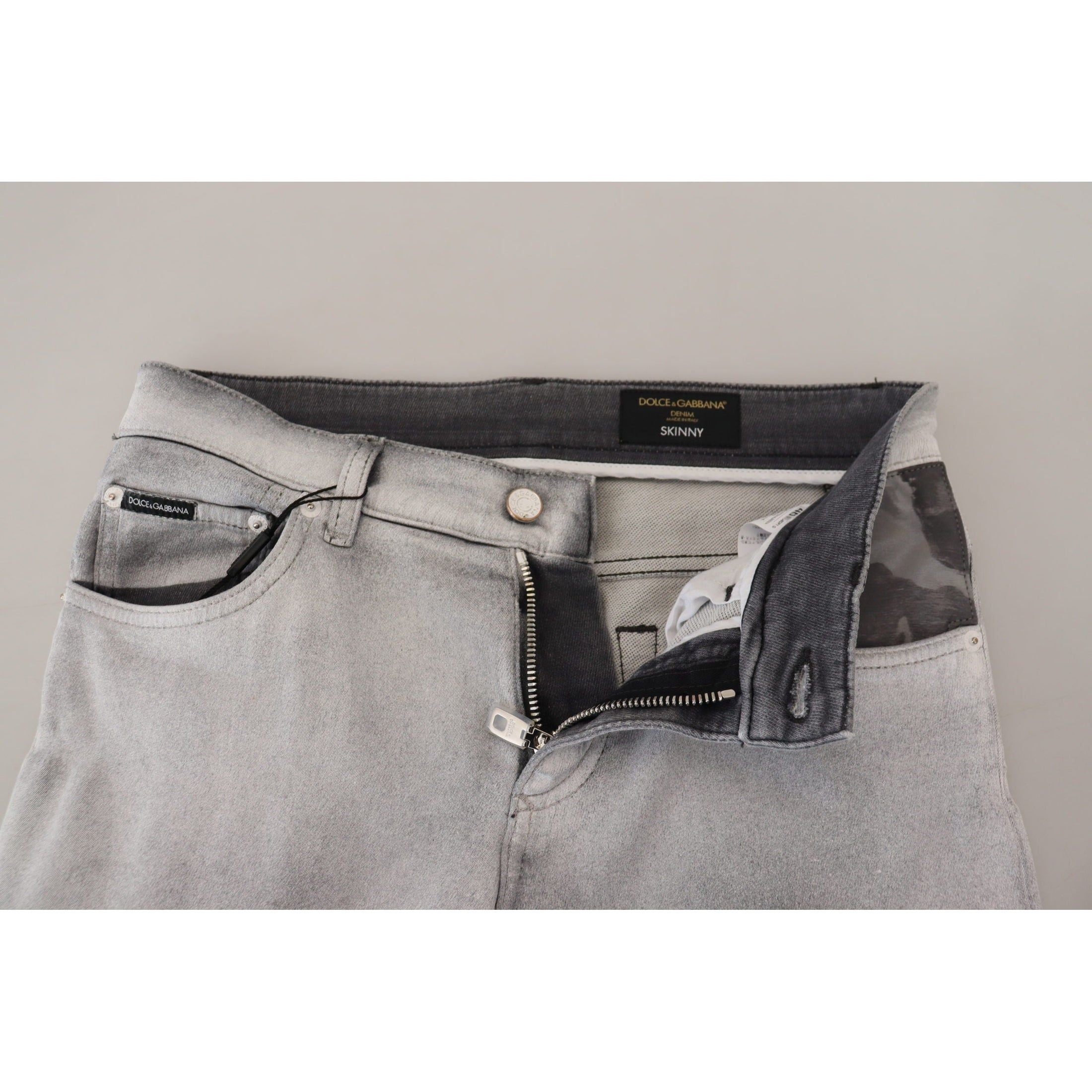 Elegant Gray Washed Cotton Blend Pants