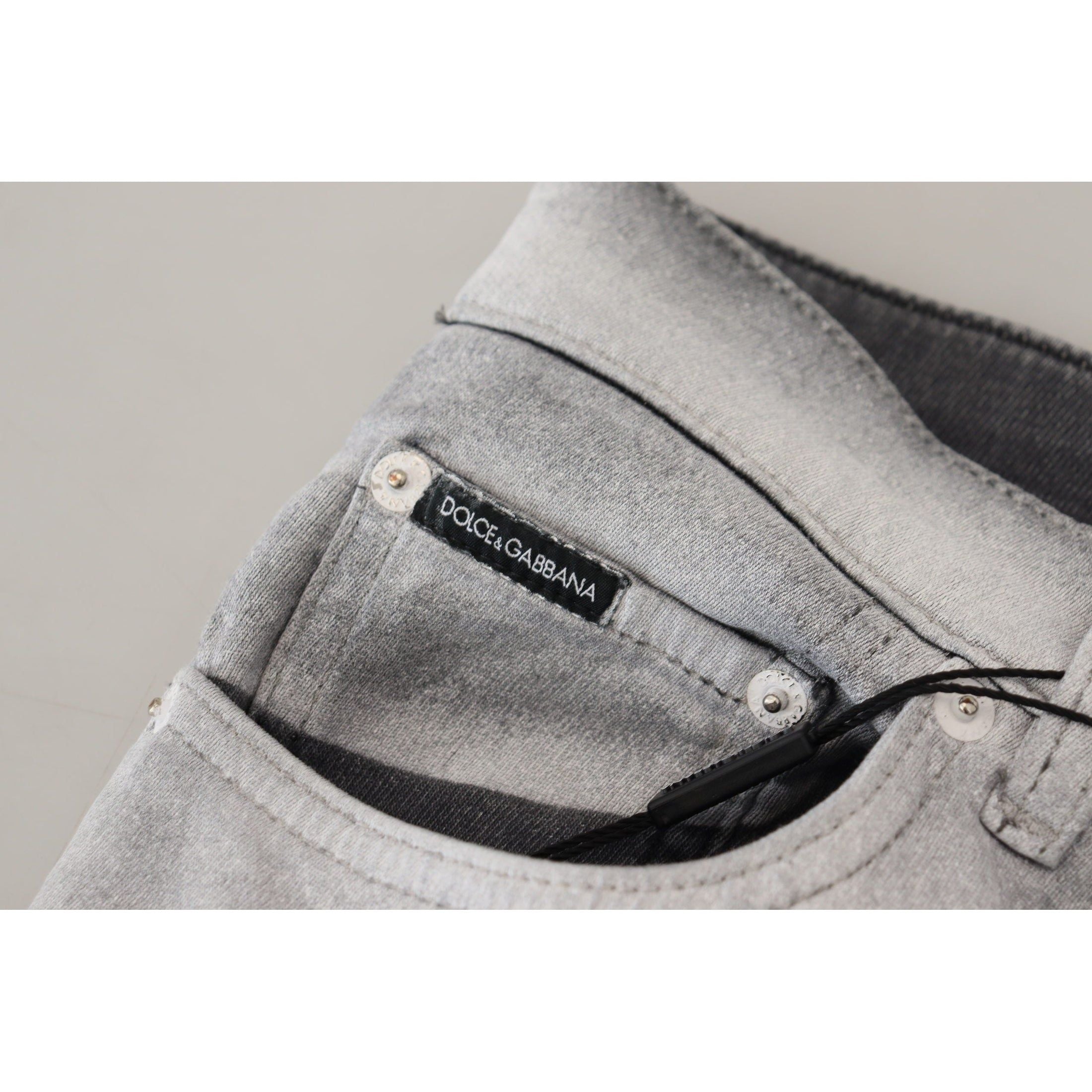 Elegant Gray Washed Cotton Blend Pants