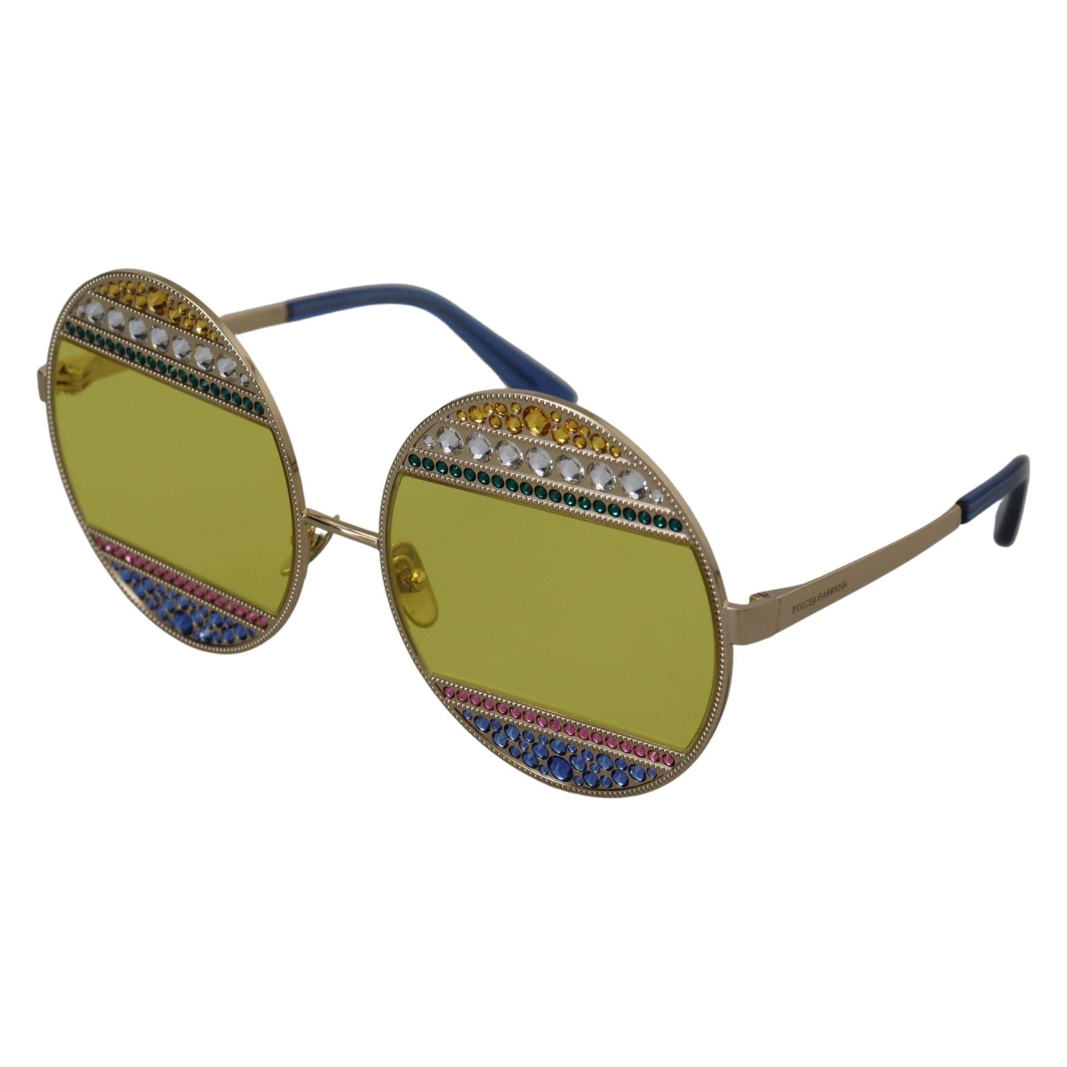 Crystal Embellished Gold Oval Sunglasses