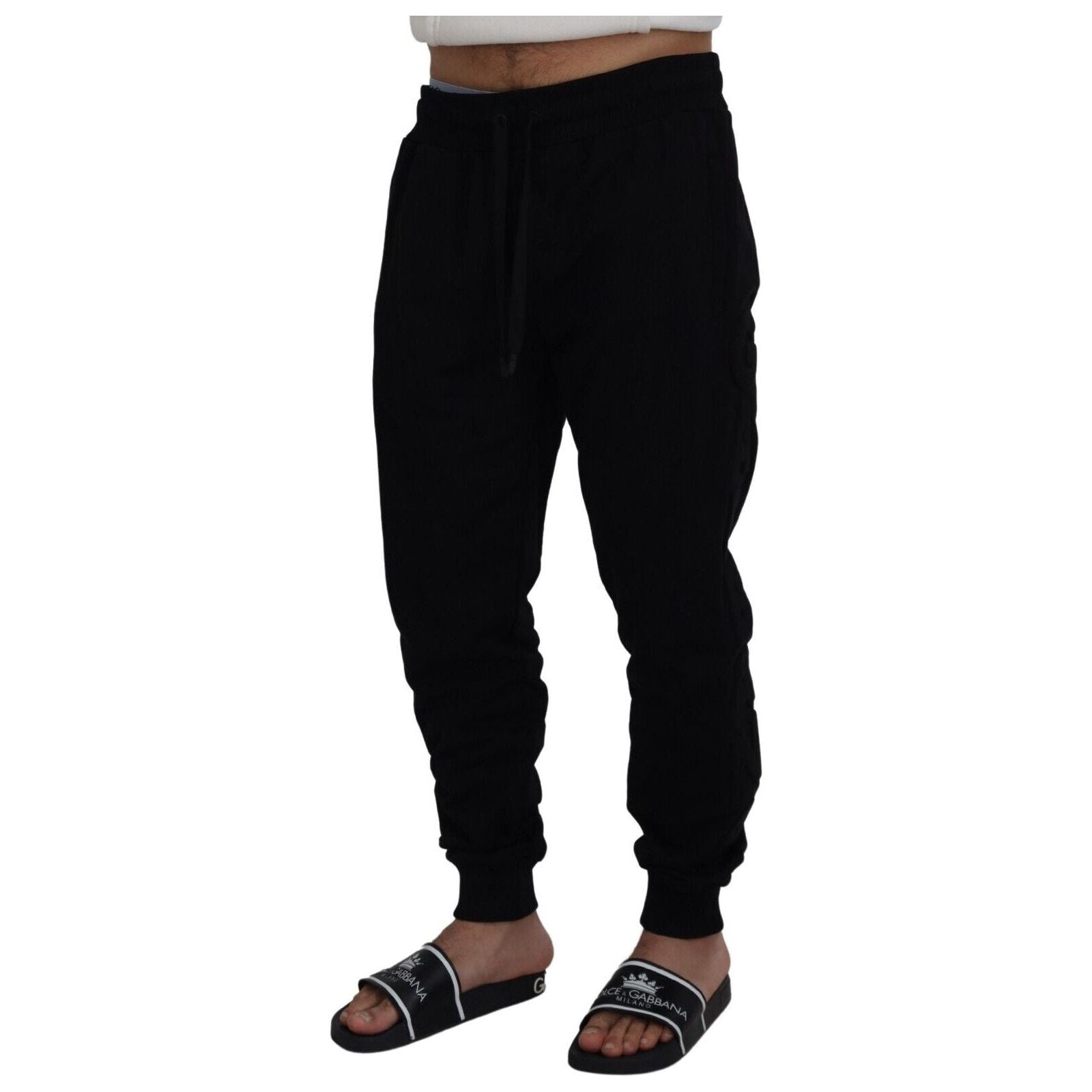 Elegant Black Cotton Jogger Pants