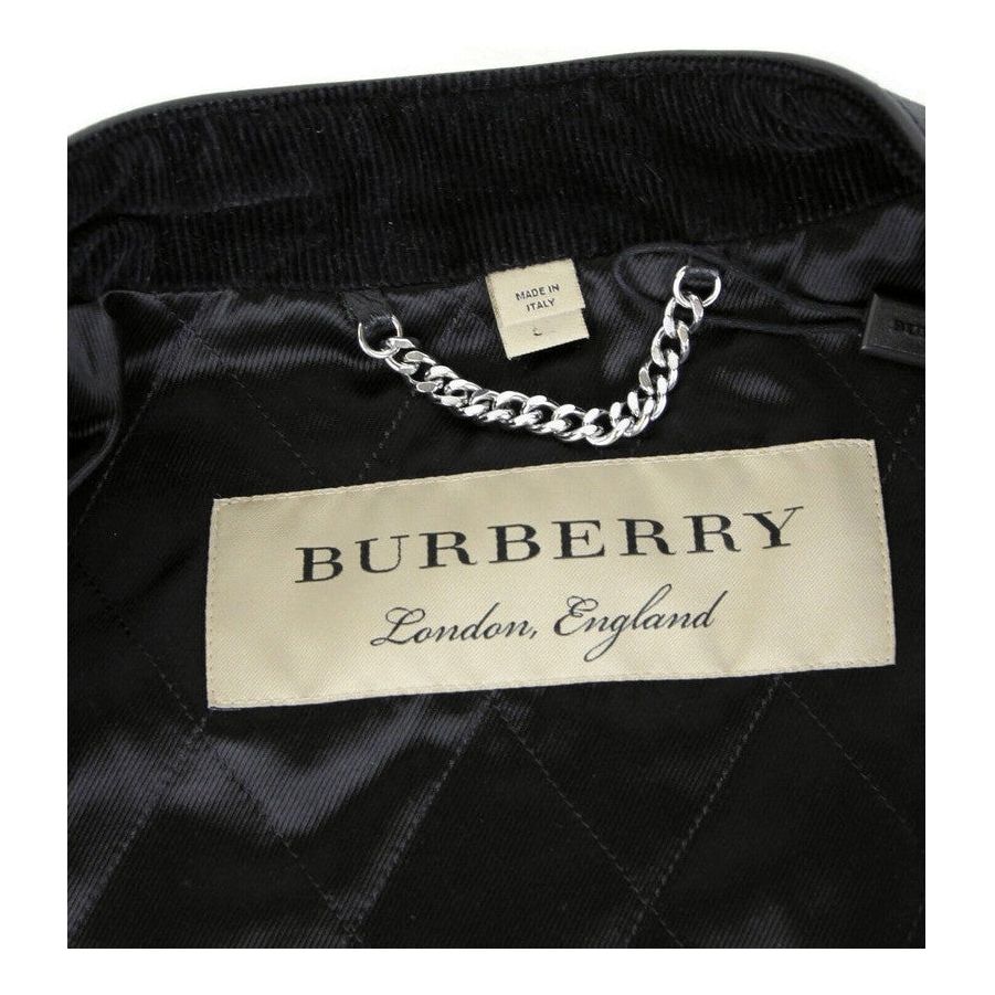 Burberry Men's Black Leather Diamond Quilted Biker Jacket