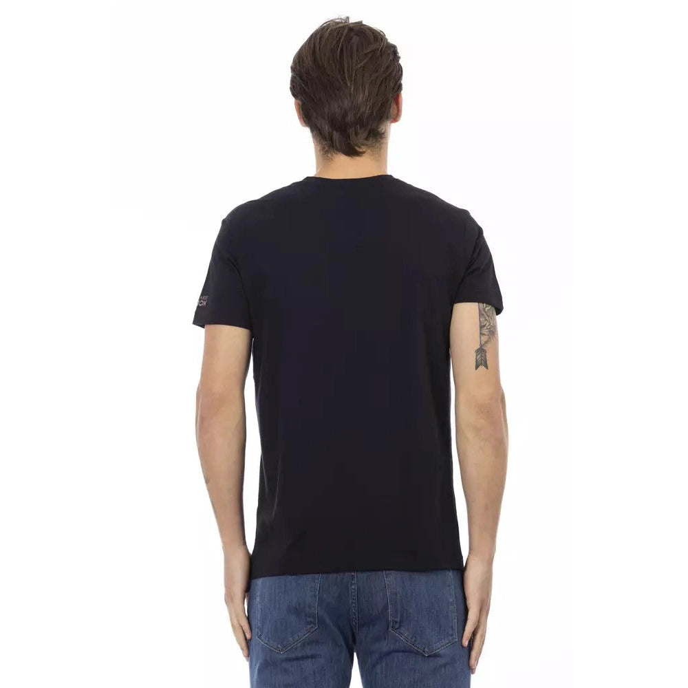 Black Cotton Men V-Neck T-Shirt