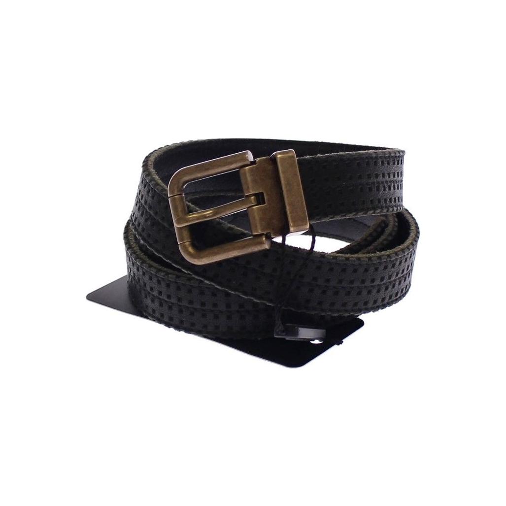 Elegant Blue Leather-Cotton Blend Men's Belt