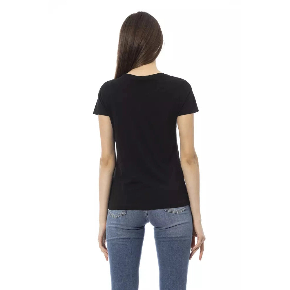 Black Cotton Women T-Shirt