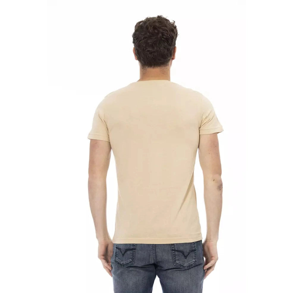 Beige Cotton Men T-Shirt