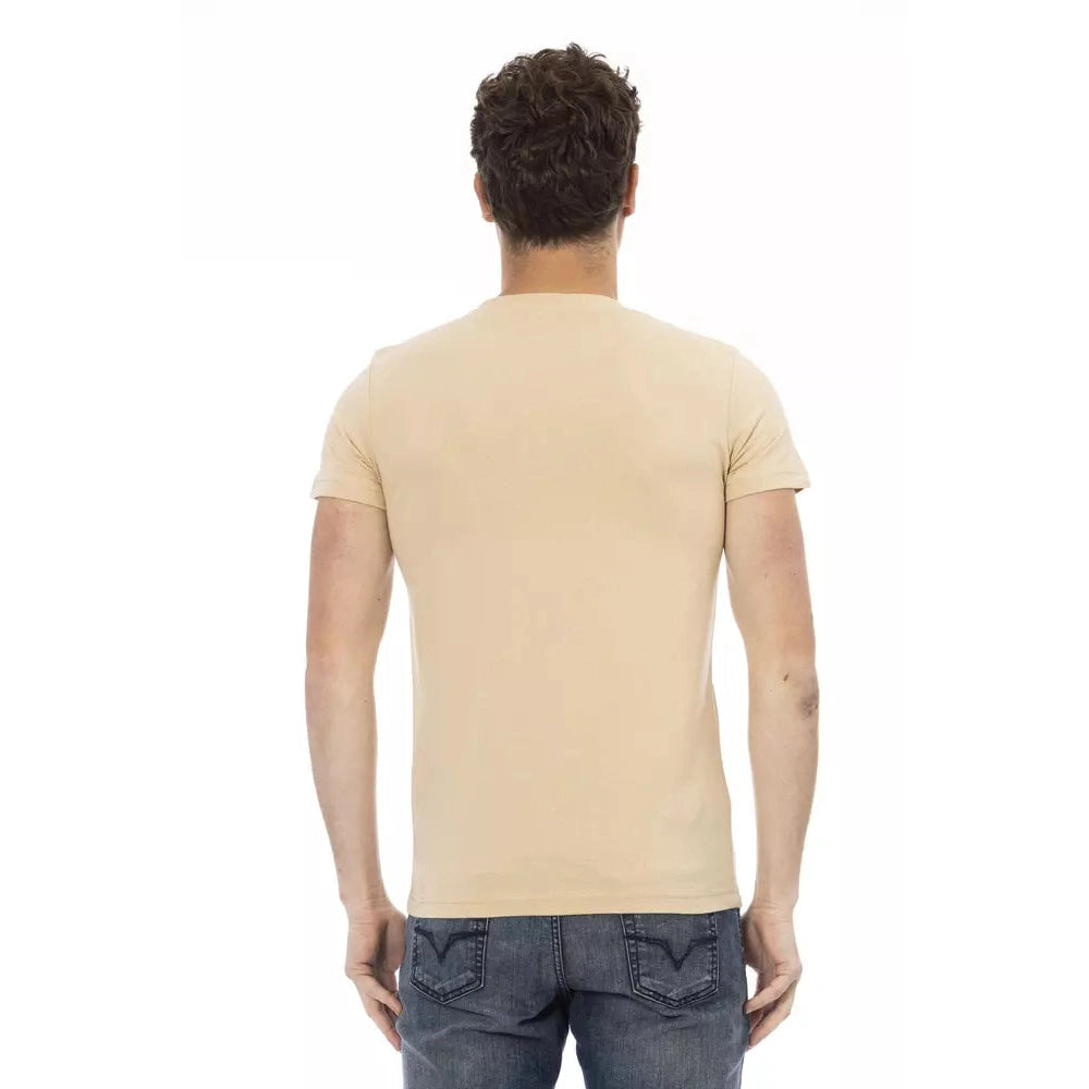 Beige Cotton Men T-Shirt