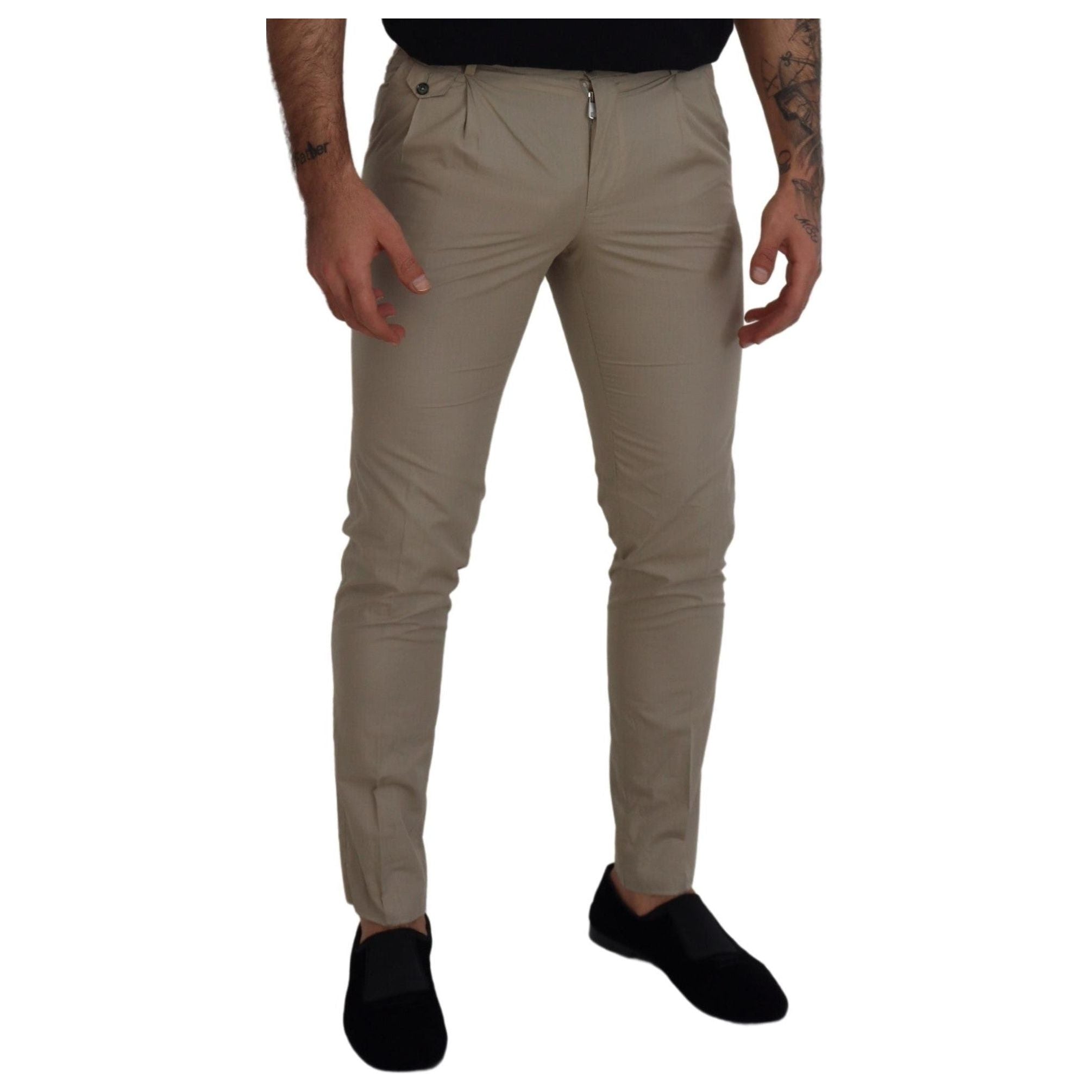 Stunning Beige Italian Cotton Trousers