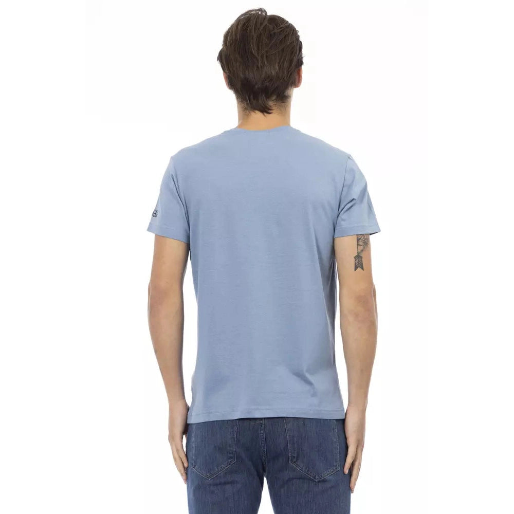 Light Blue Cotton Men T-Shirt