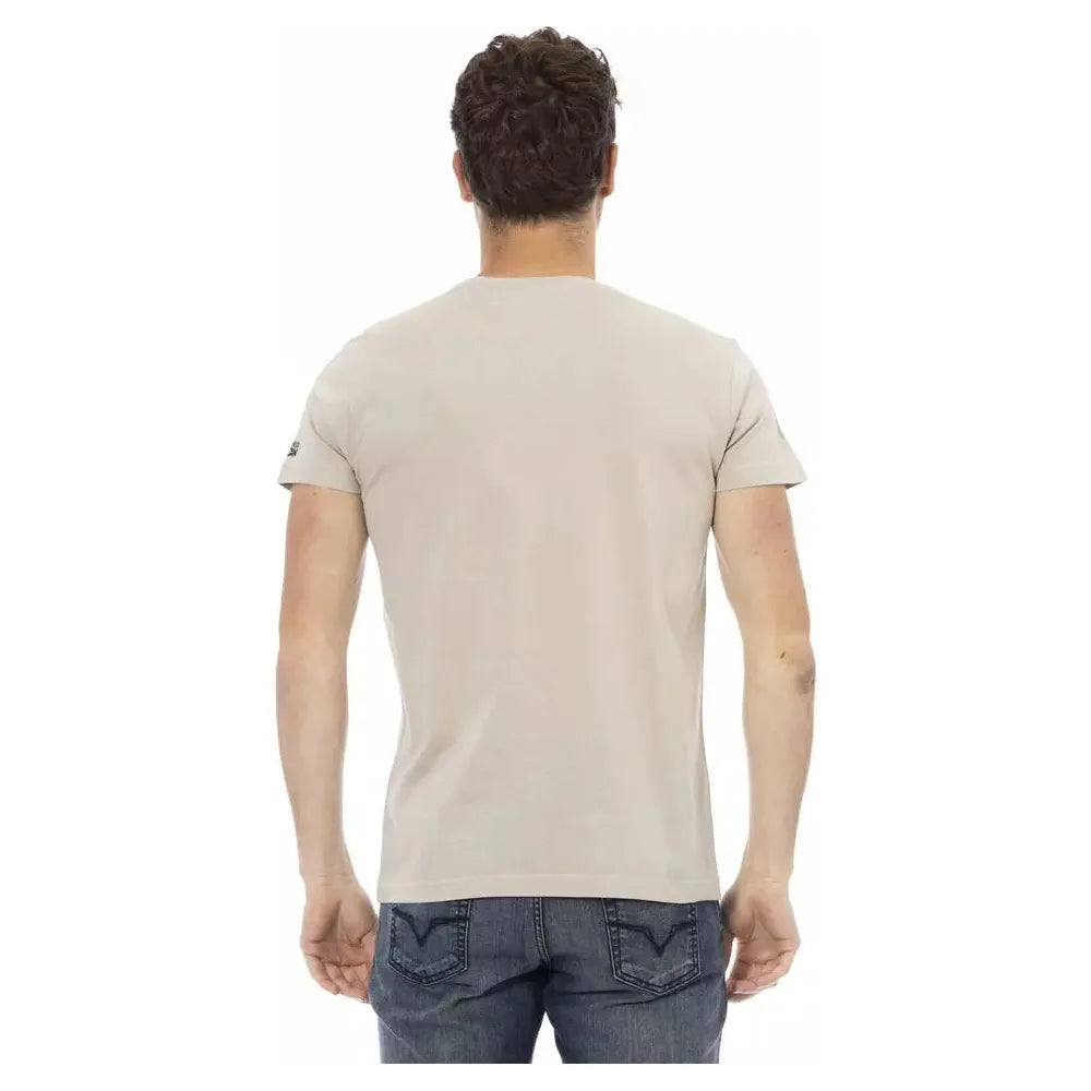 Beige Cotton Men T-Shirt