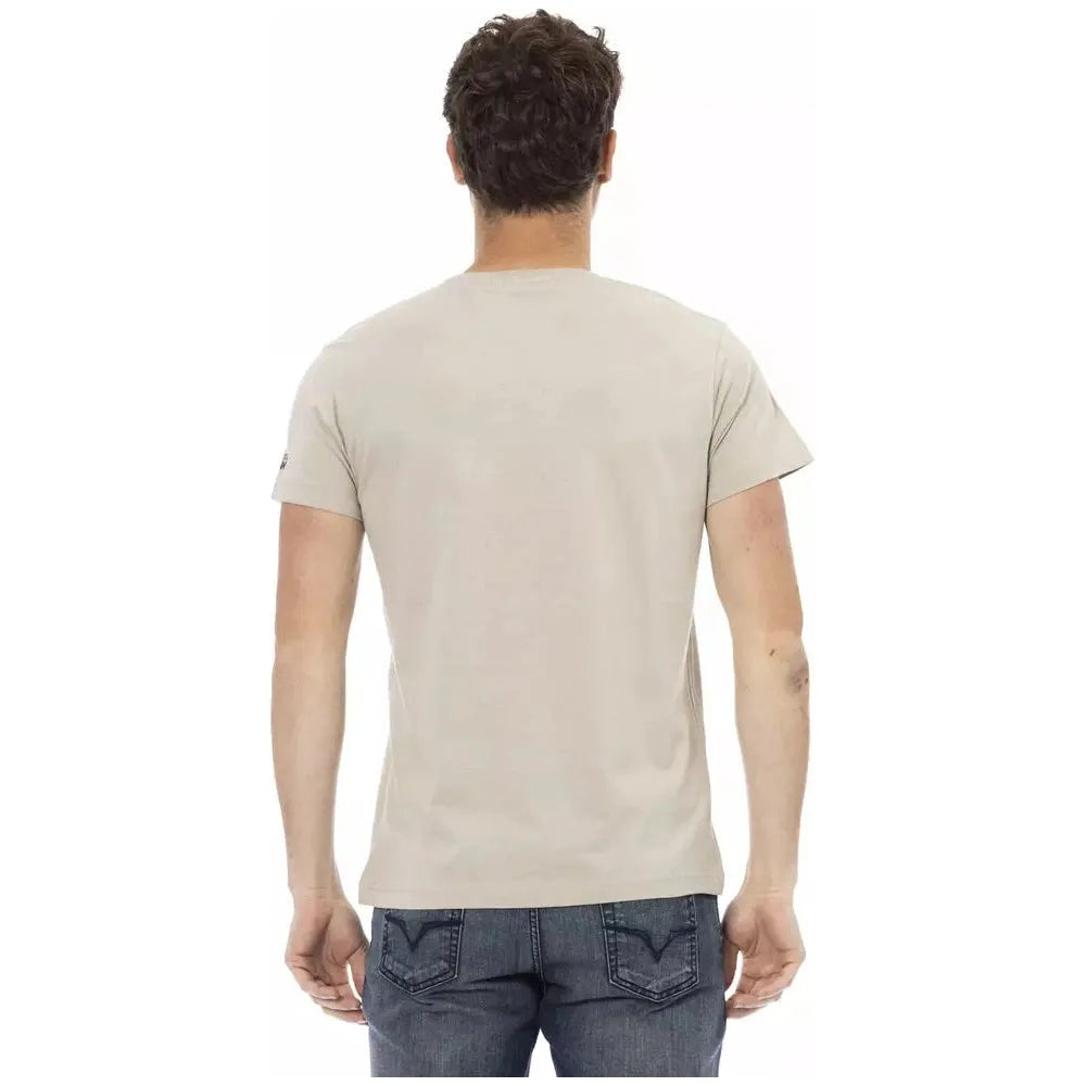 Beige Cotton Men T-Shirt