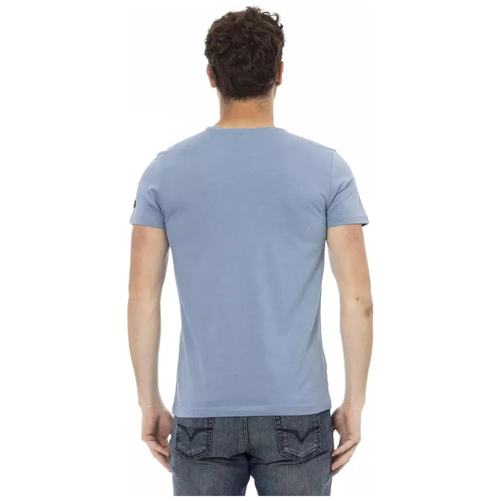 Light Blue Cotton Men T-Shirt