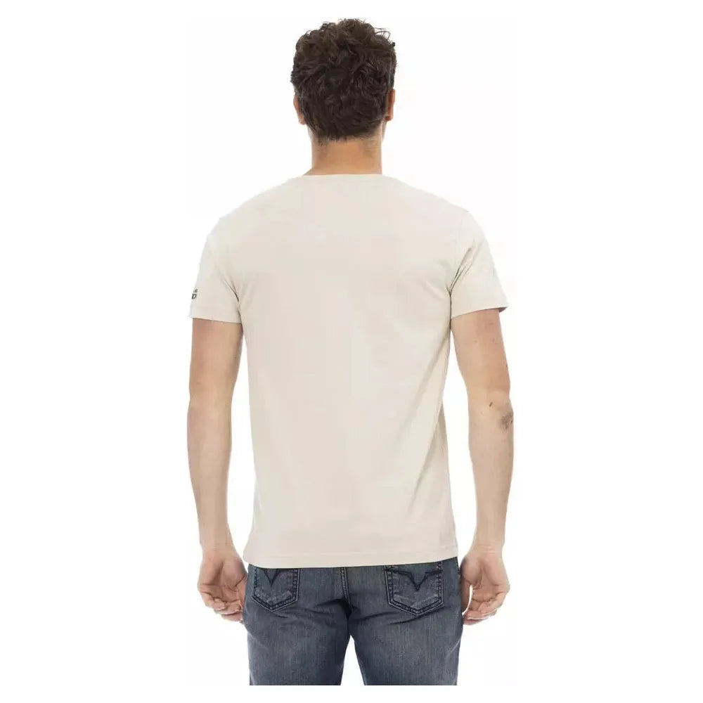 Beige Cotton Men T-Shirt