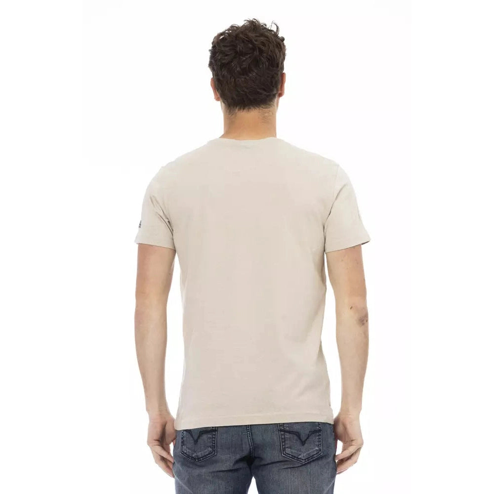 Beige Cotton Men T-Shirt