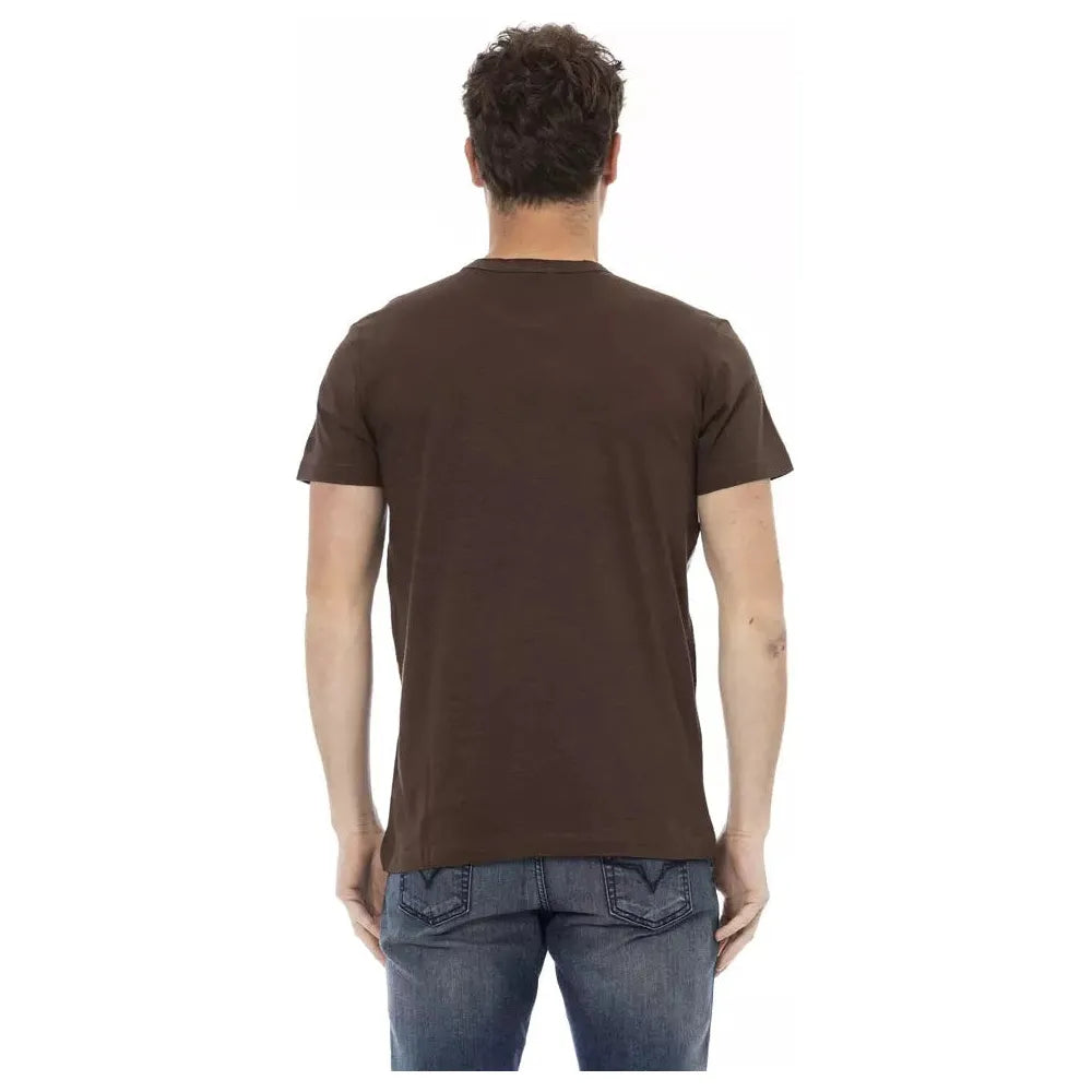 Brown Cotton Mens T-Shirt