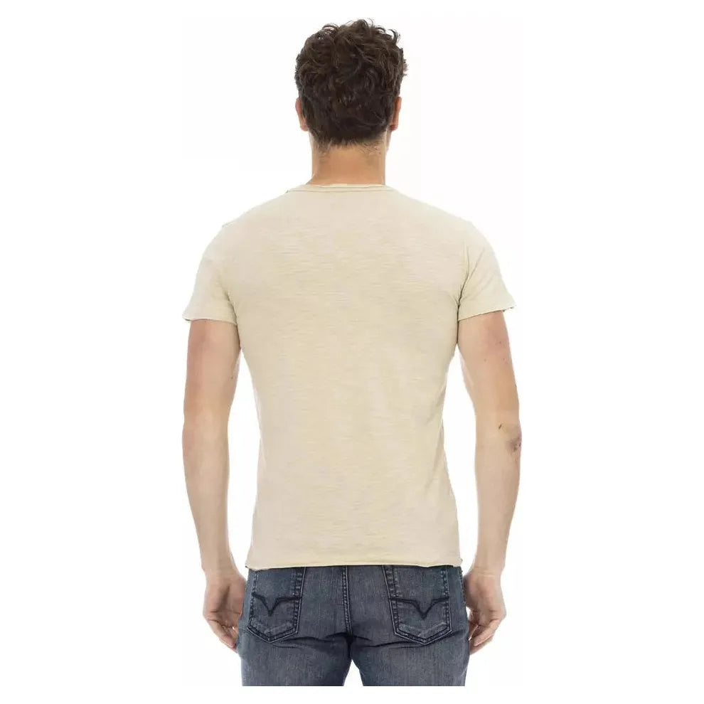 Beige Cotton Men T-Shirt