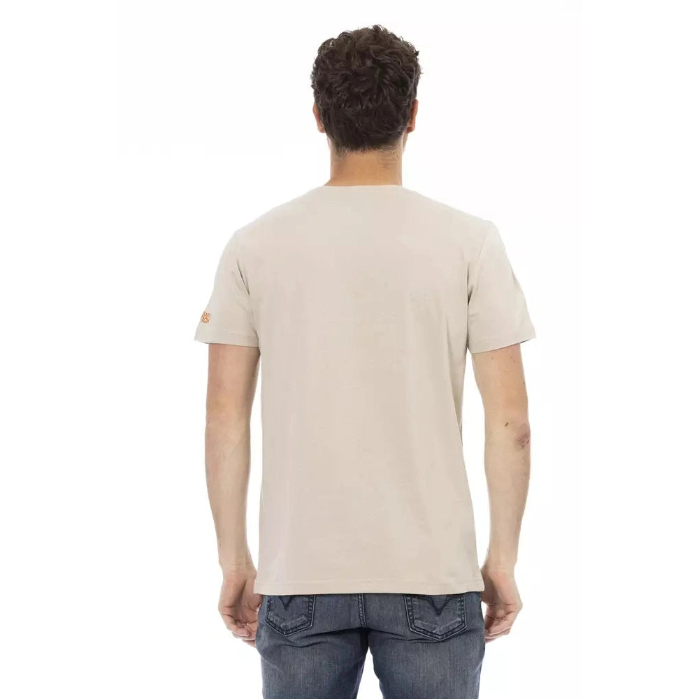 Beige Cotton Men T-Shirt