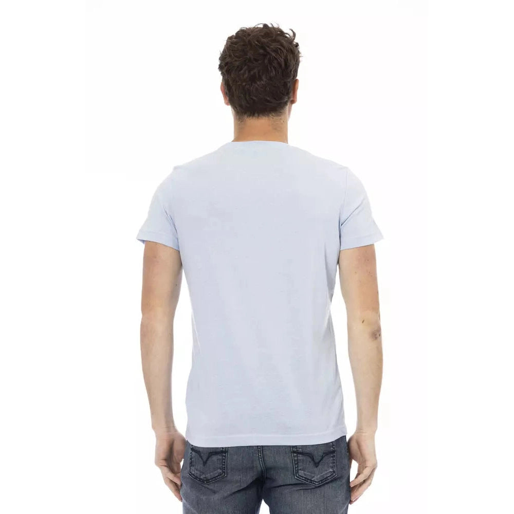 Light Blue Cotton Men T-Shirt