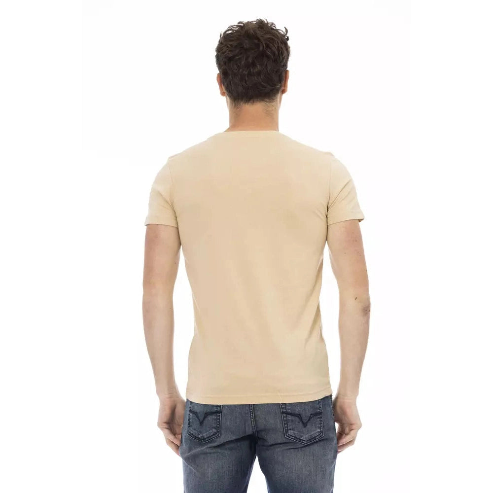 Beige Cotton Men T-Shirt