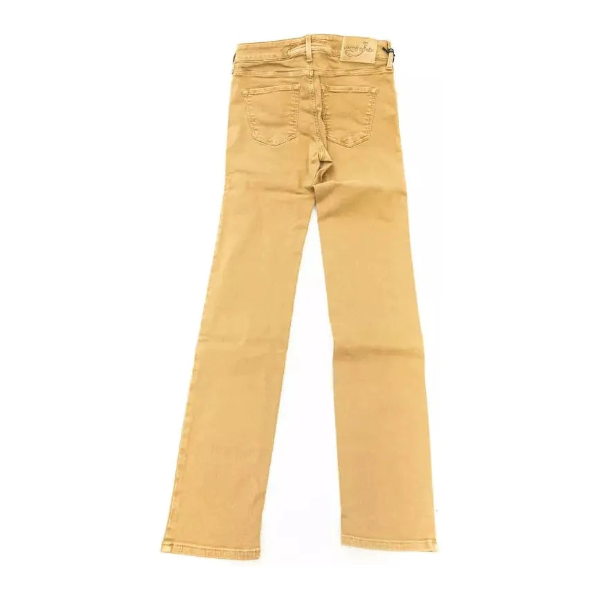 Beige Cotton Women Jeans