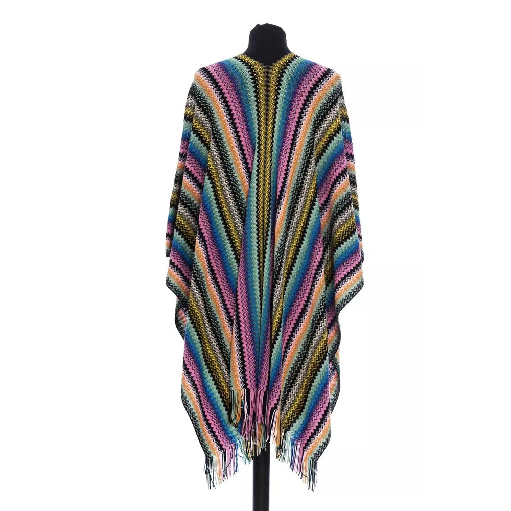 Multicolor Wool Women Poncho