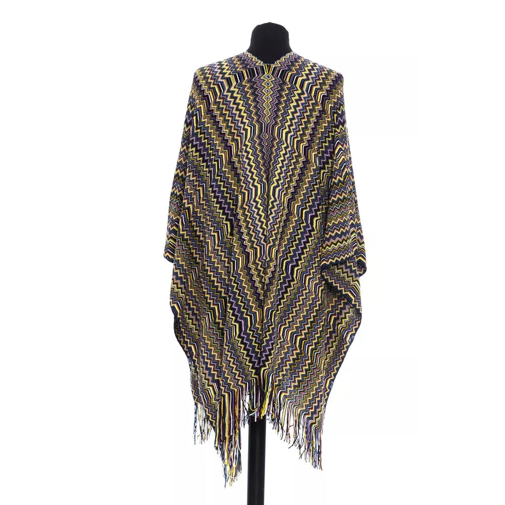 Multicolor Wool Women Poncho