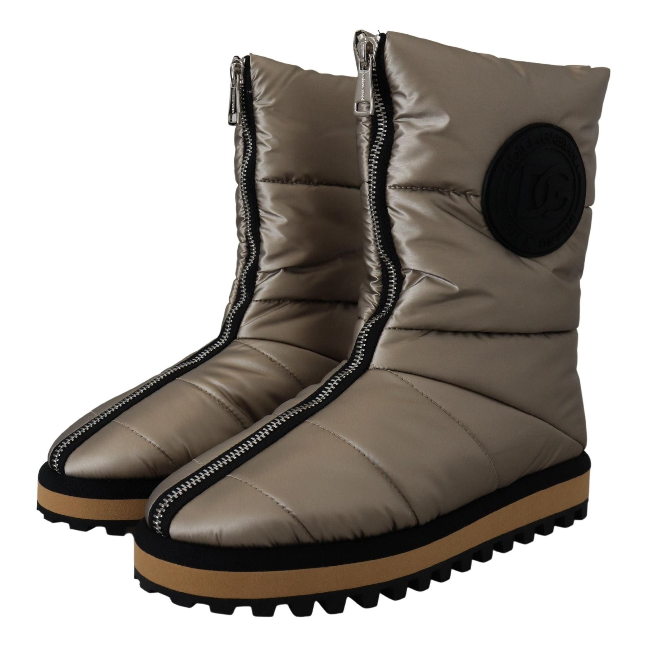 Silver Platino Mid Calf Designer Boots