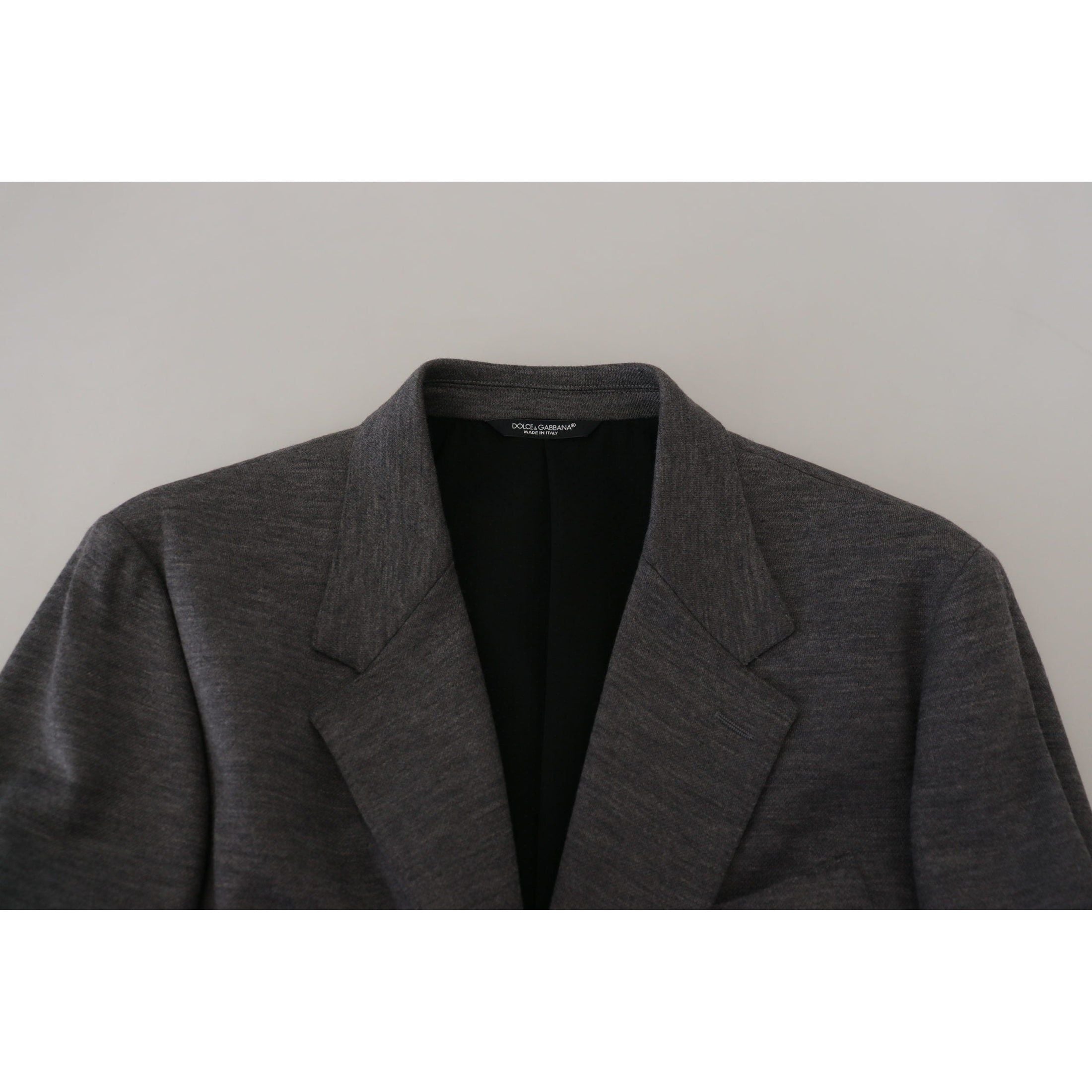 Elegant Gray Wool Blazer with Bee Crown Embroidery