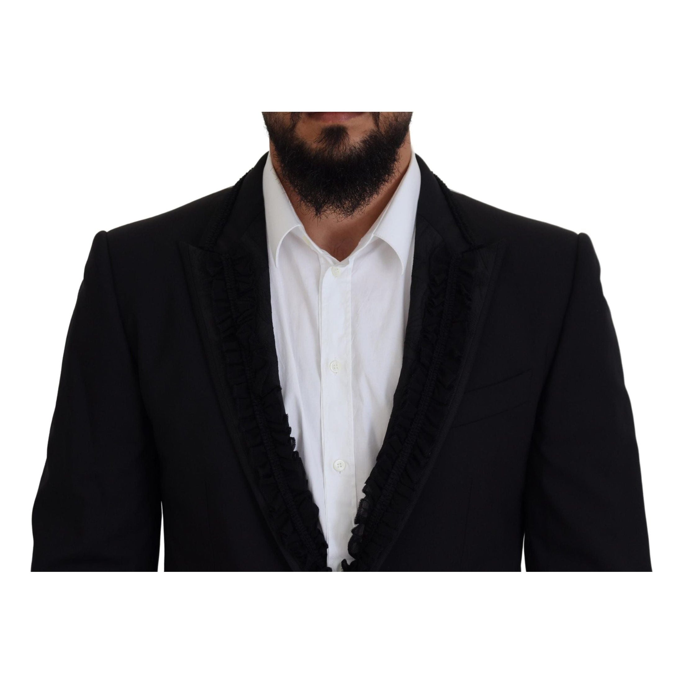 Elegant Black Silk-Lined Evening Blazer