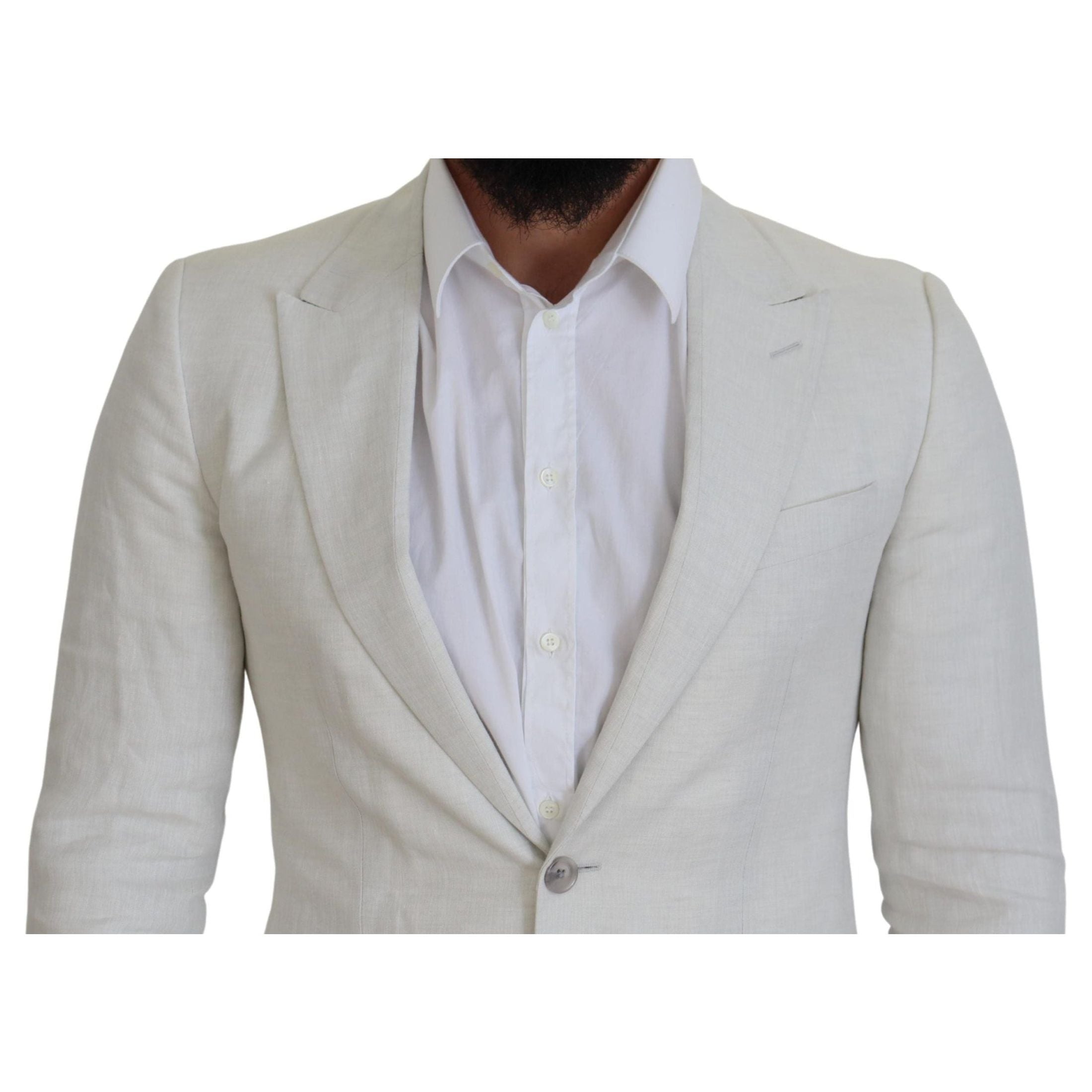 Elegant White Sicilia Single Breasted Blazer