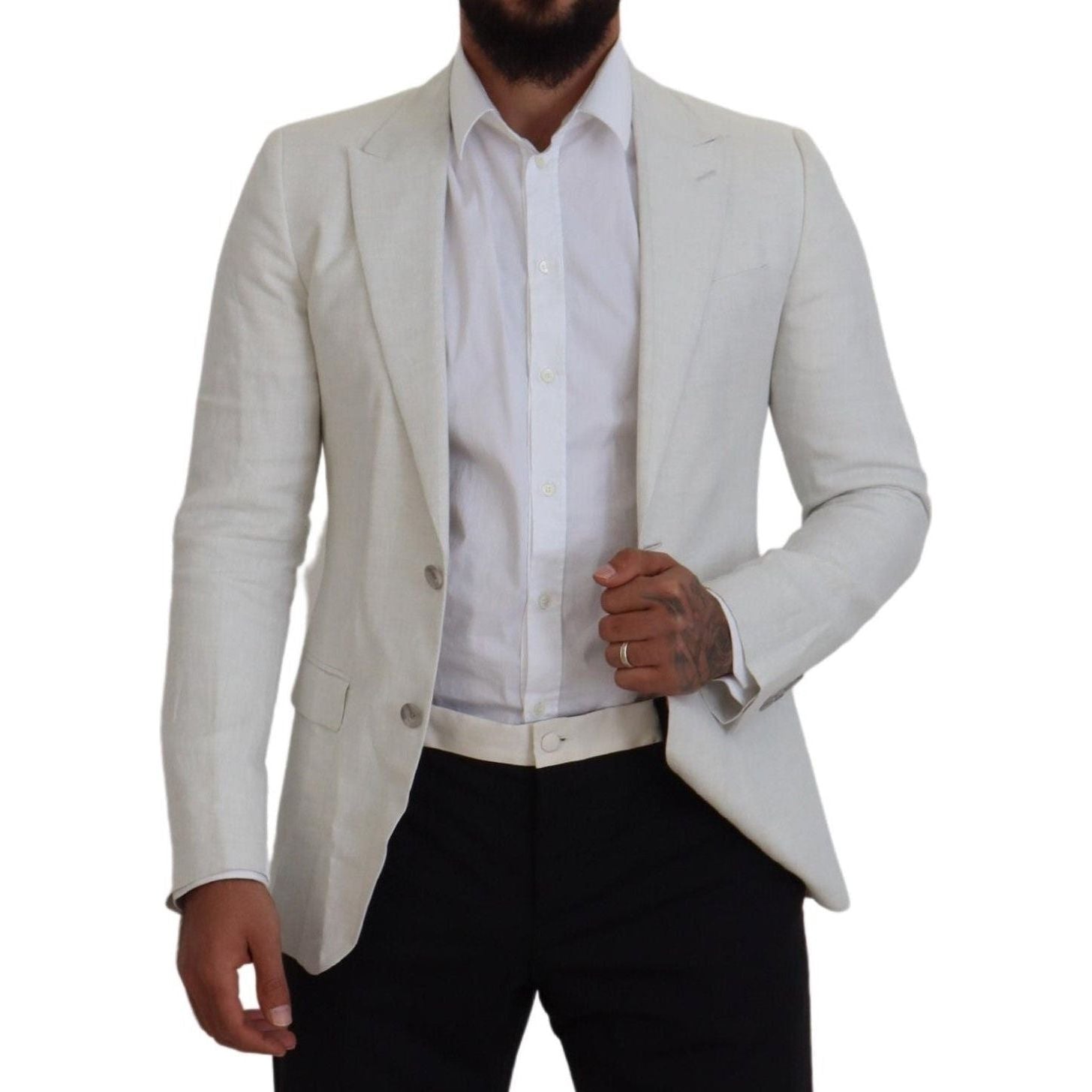 Elegant White Sicilia Single Breasted Blazer