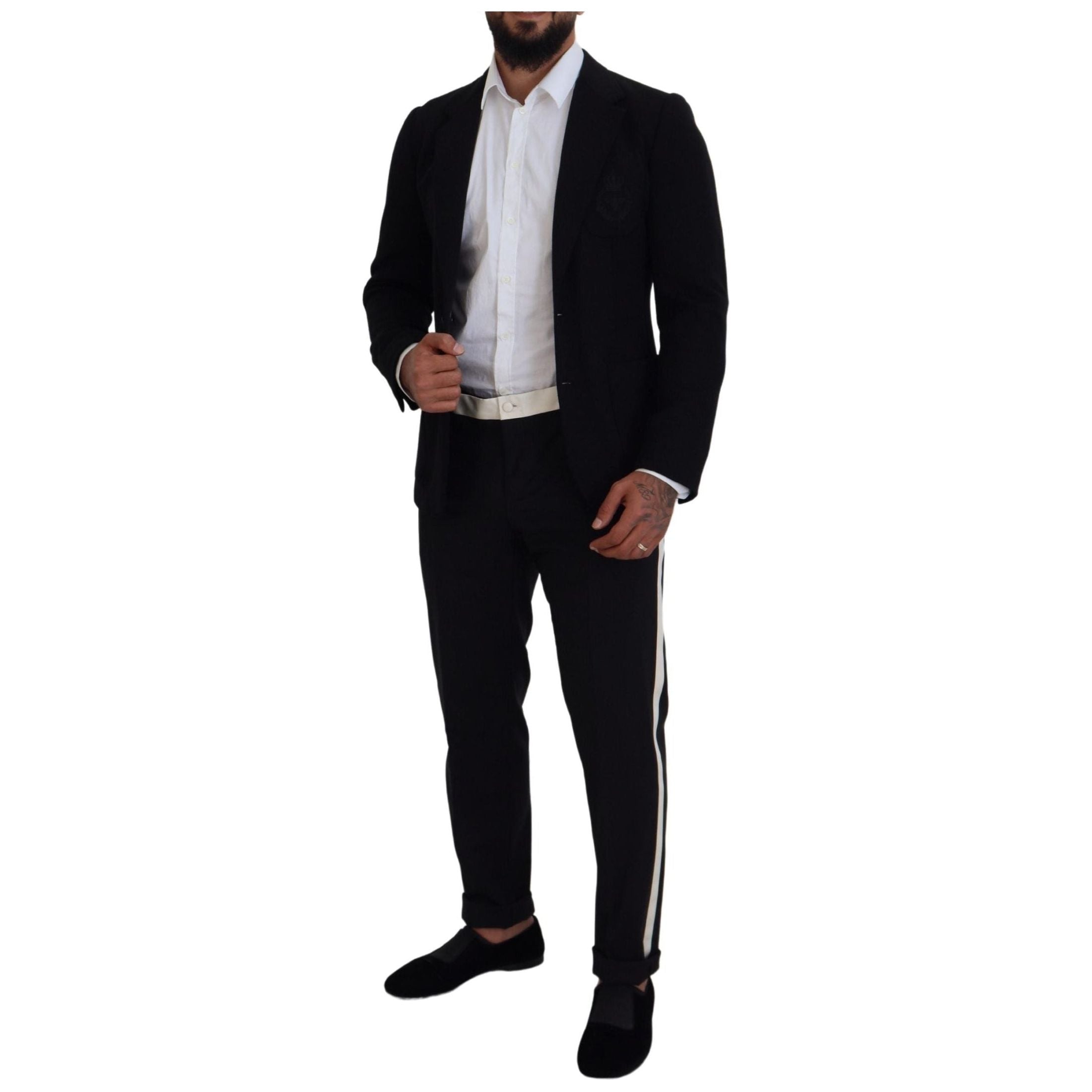 Elegant Single Breasted Black Wool Blazer