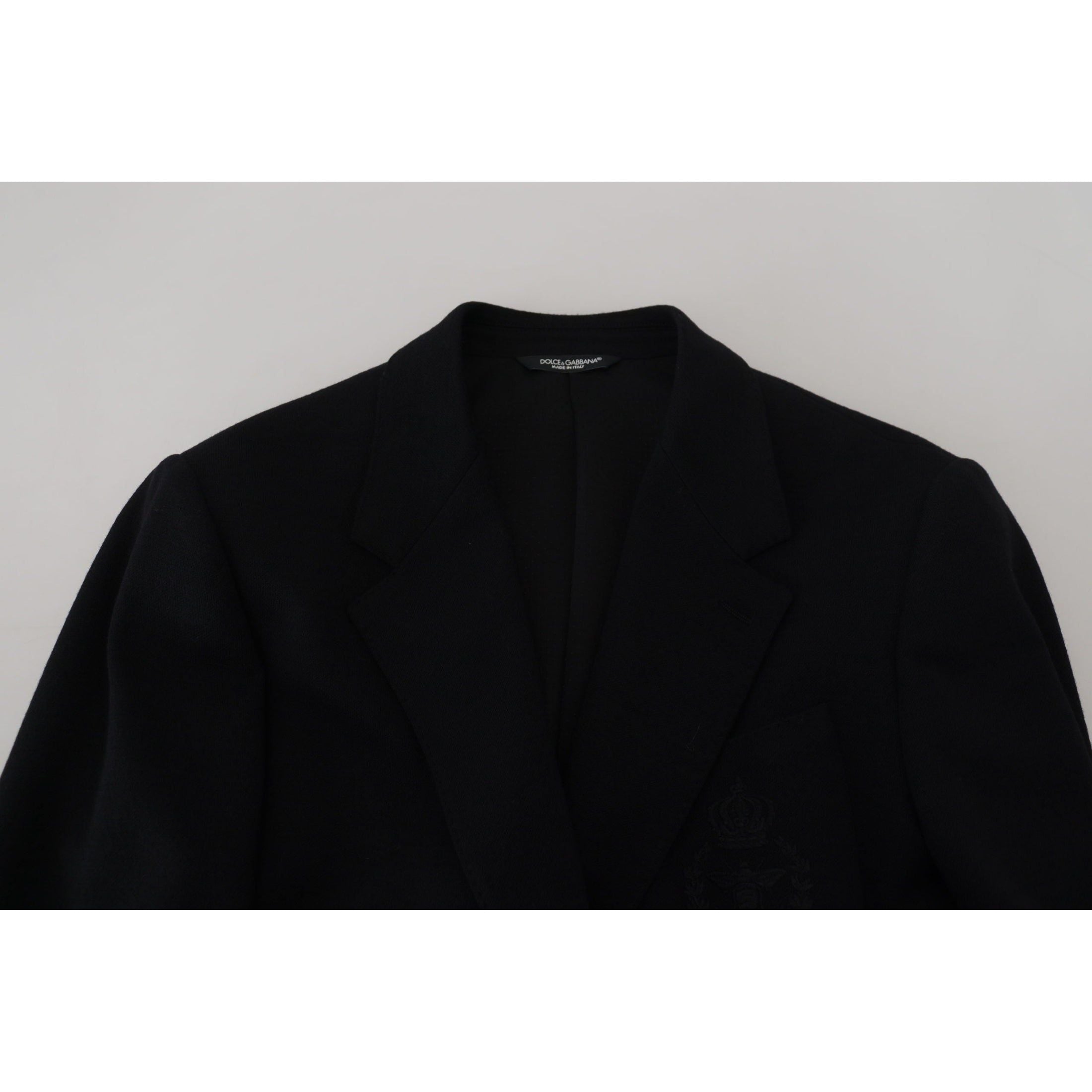 Elegant Single Breasted Black Wool Blazer