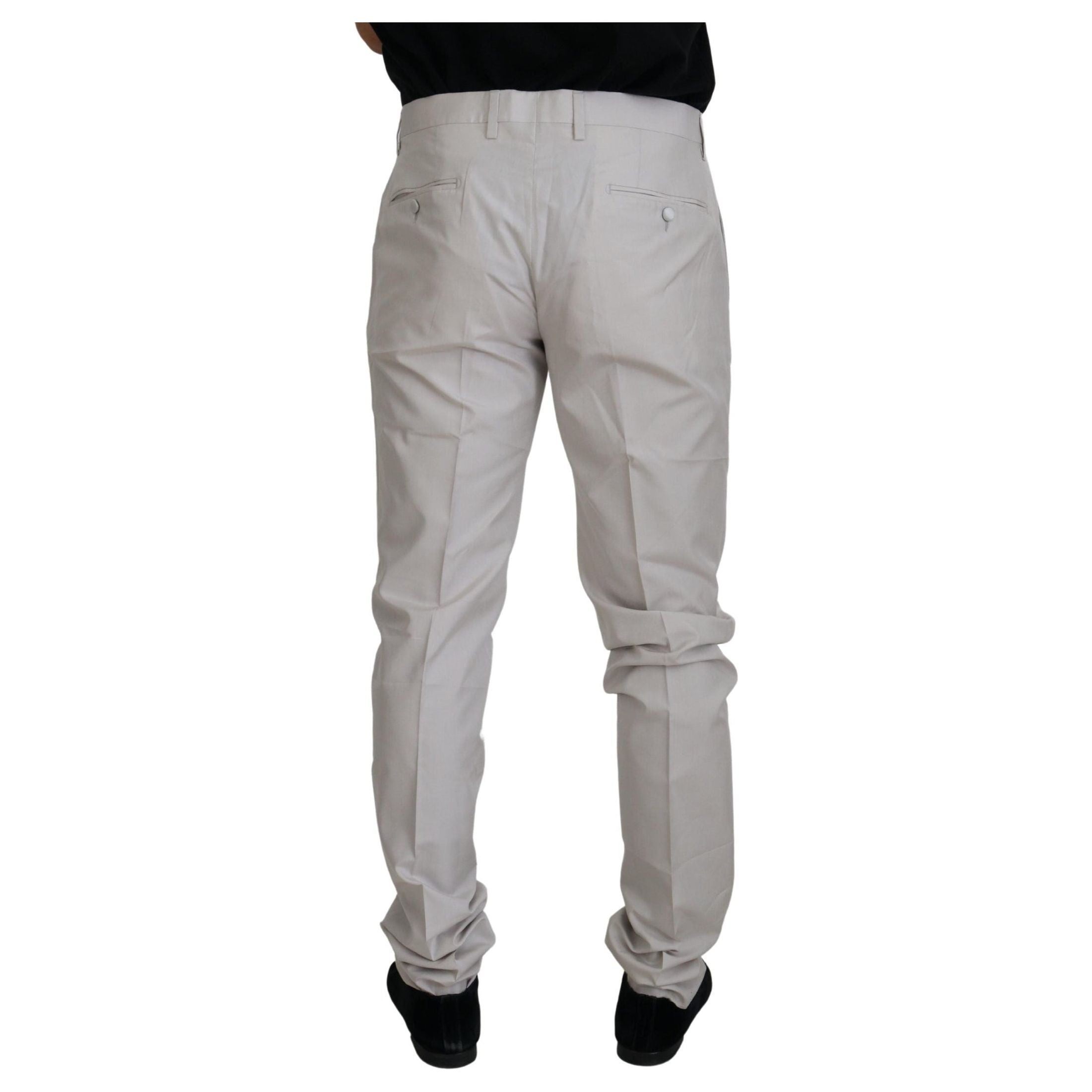 Elegant Off White Silk Blend Trousers