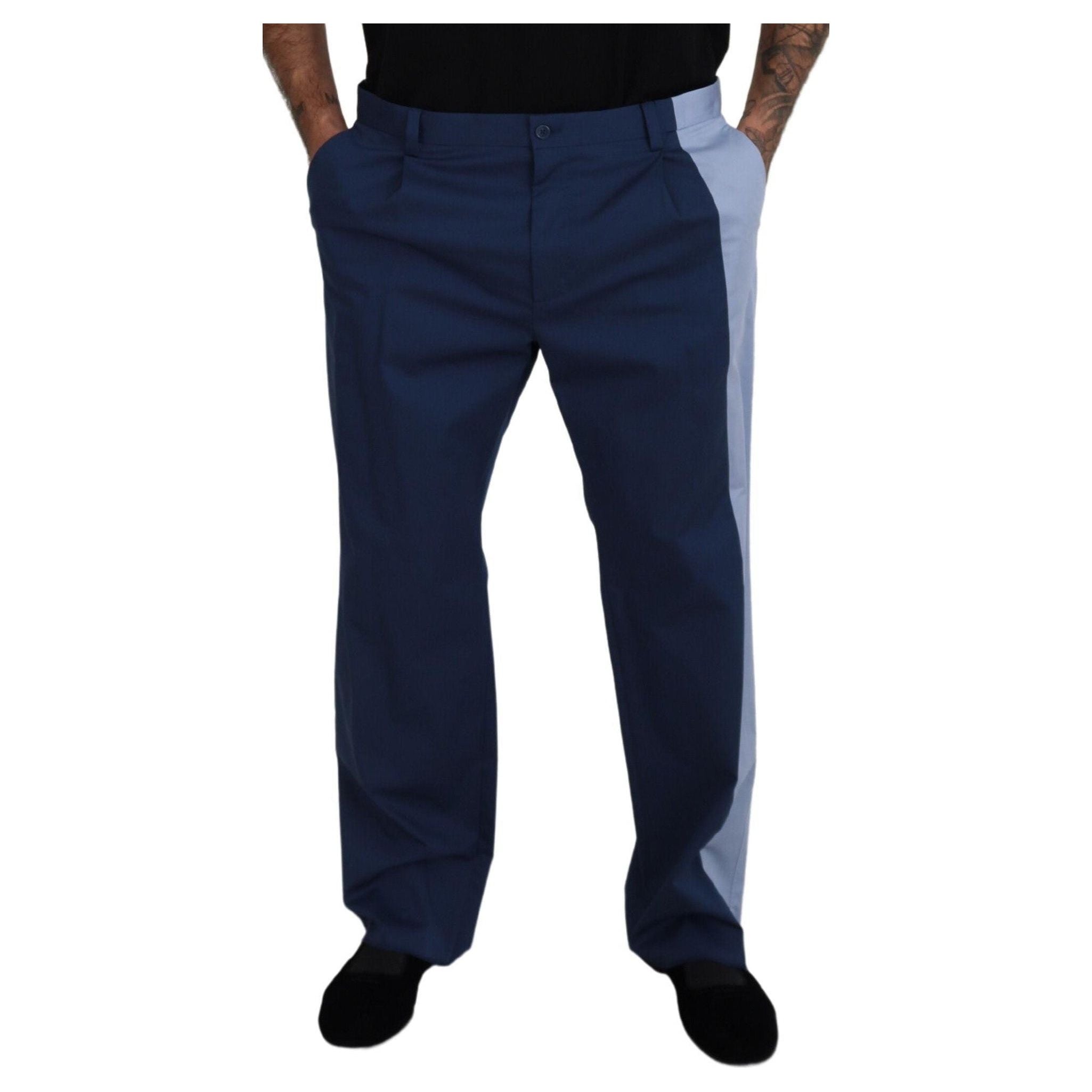 Elegant Blue Cotton Blend Pants for Men