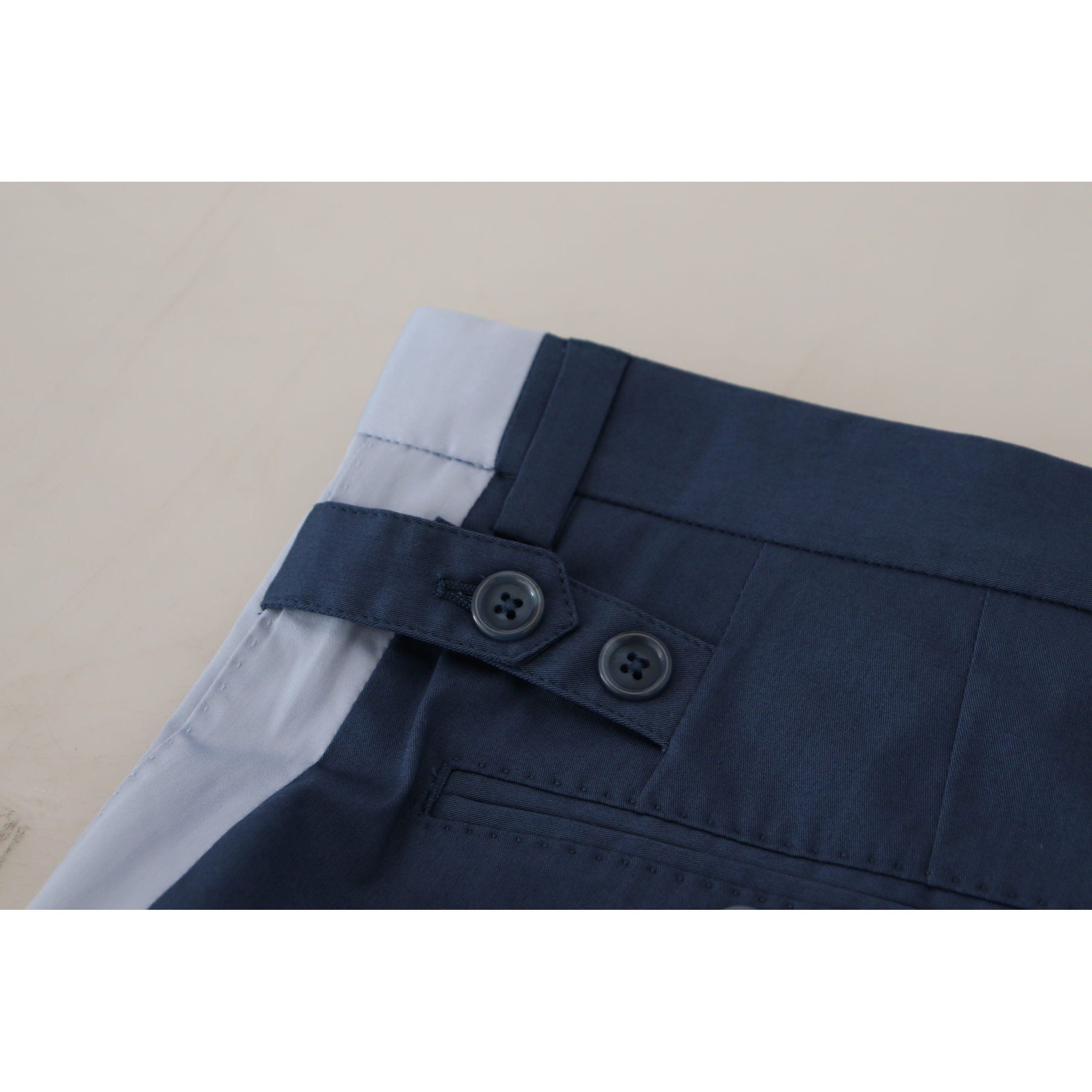 Elegant Blue Cotton Blend Pants for Men