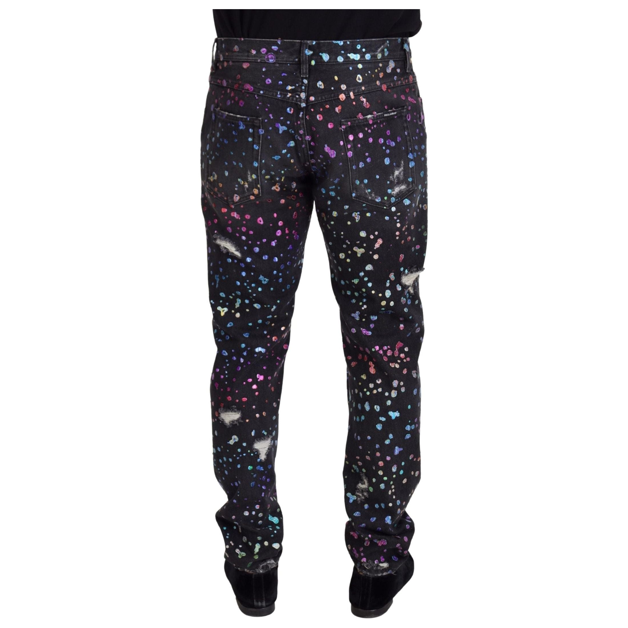 Elegant Multicolor Printed Denim Pants