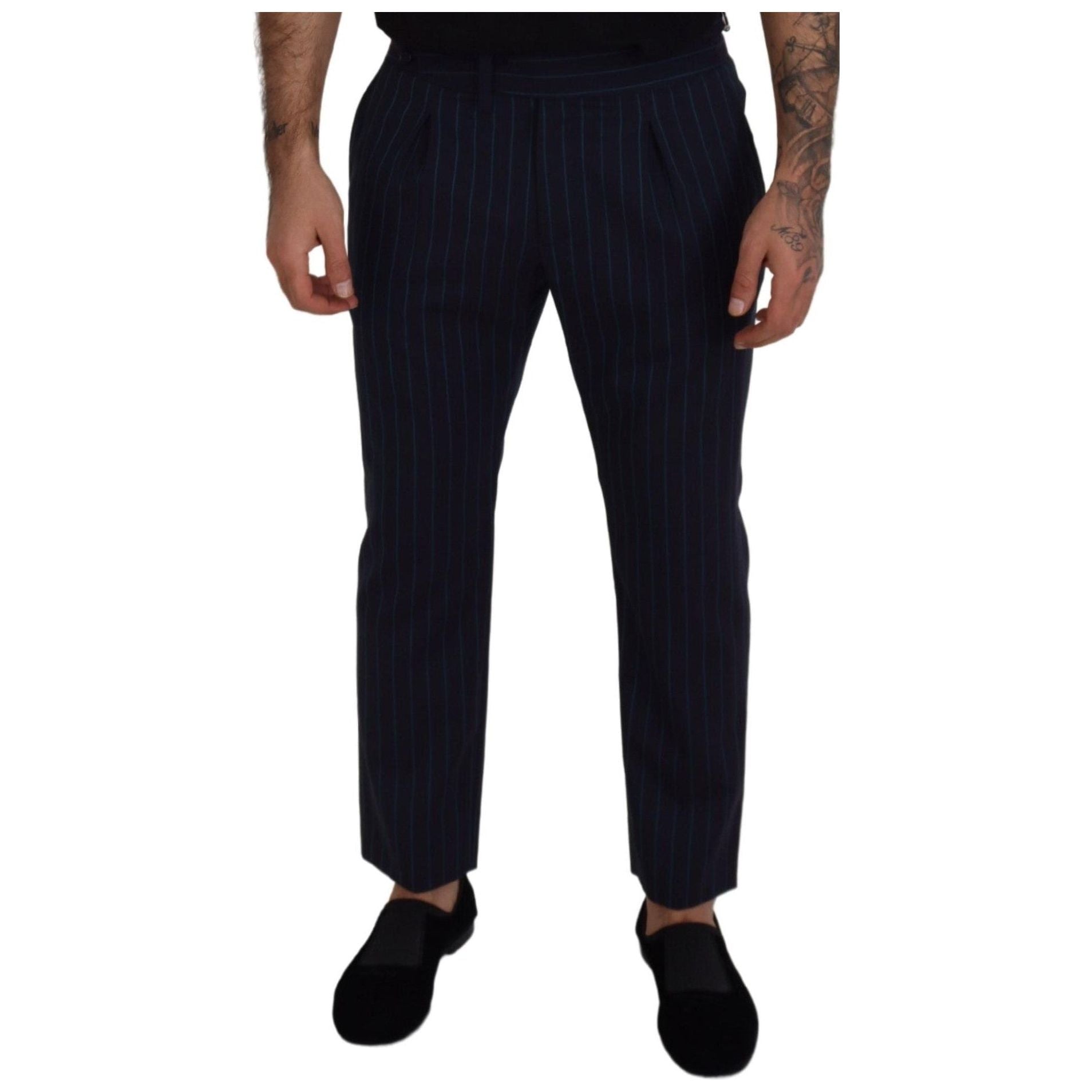 Elegant Stripe Virgin Wool Trousers