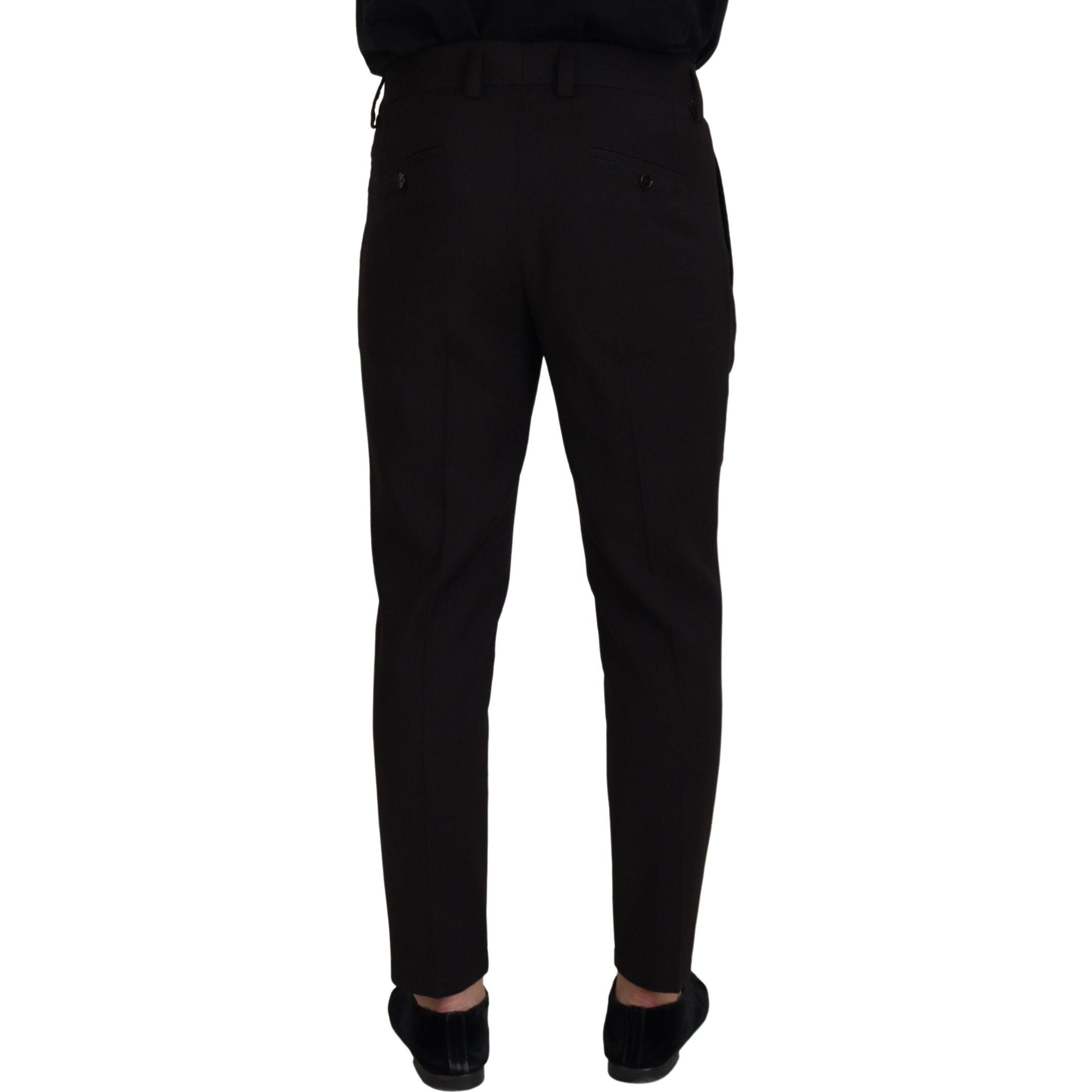 Elegant Black Virgin Wool Trousers