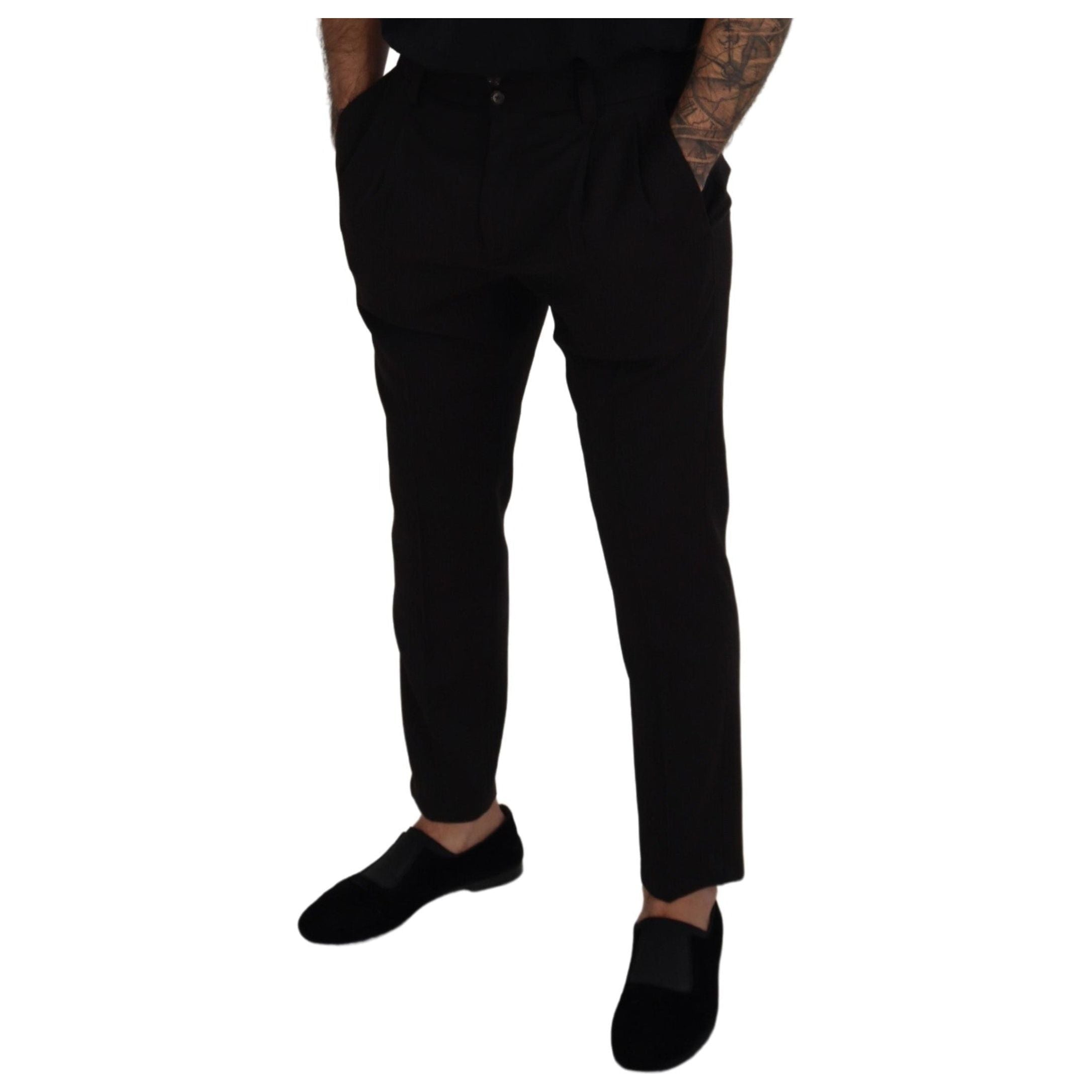 Elegant Black Virgin Wool Trousers