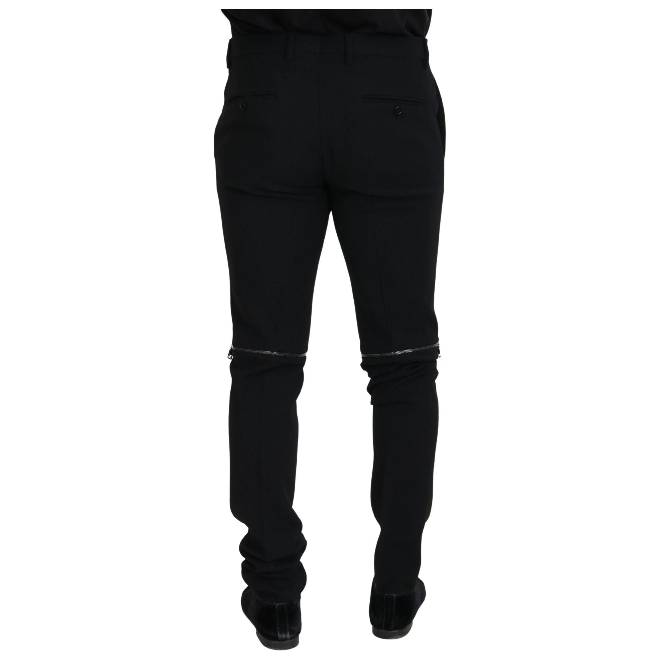 Elegant Black Virgin Wool Trousers