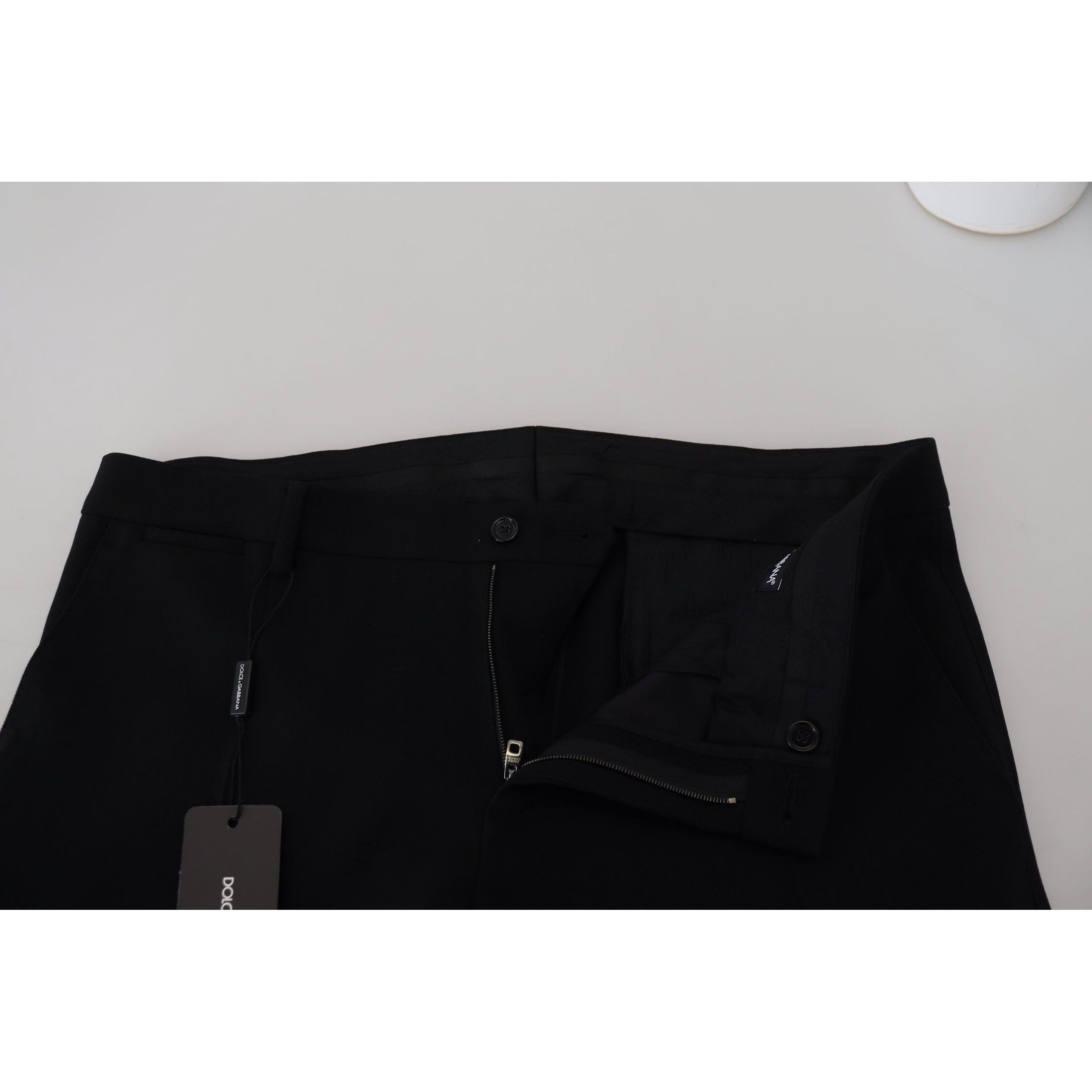 Elegant Black Virgin Wool Trousers