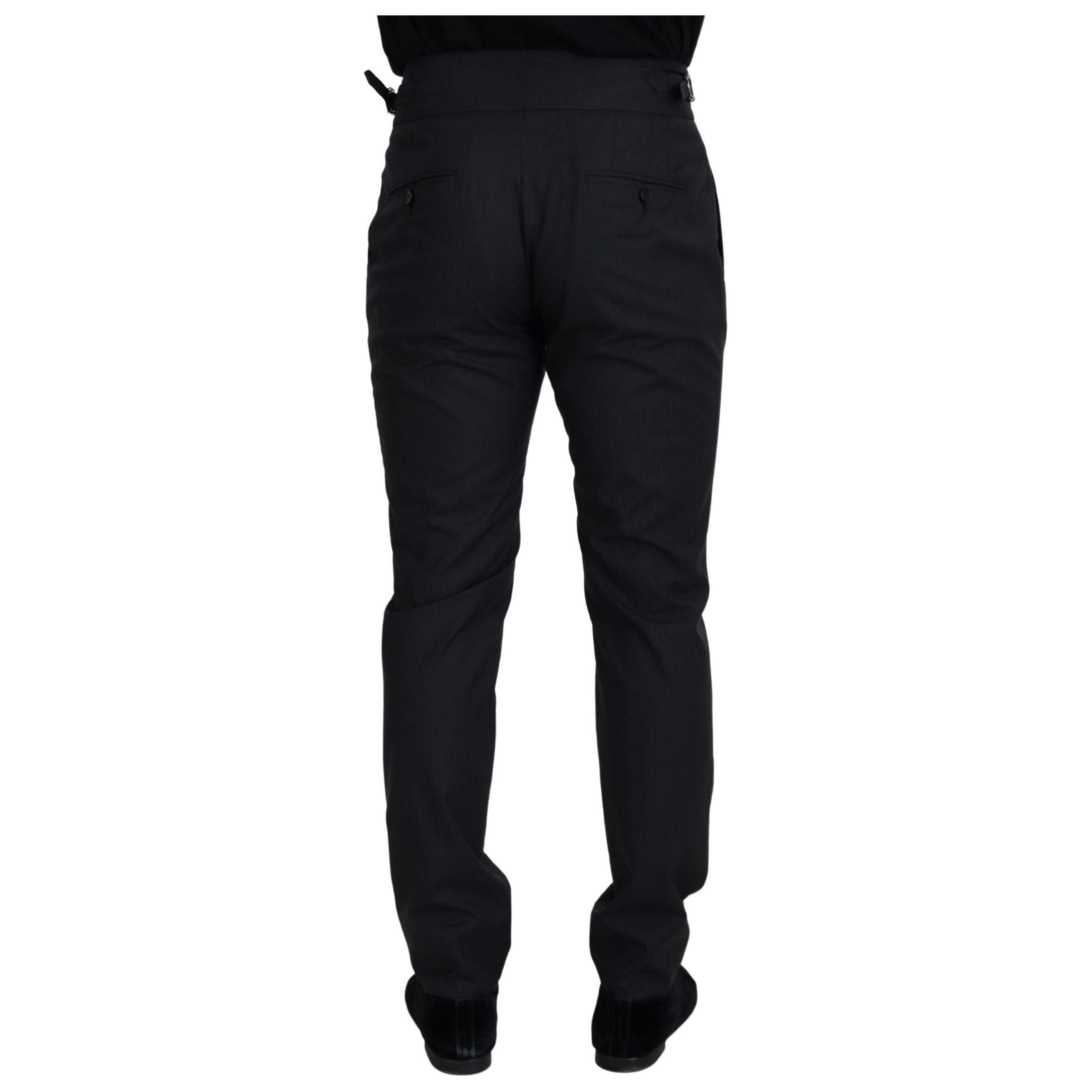 Elegant Dark Grey Wool Silk Pants