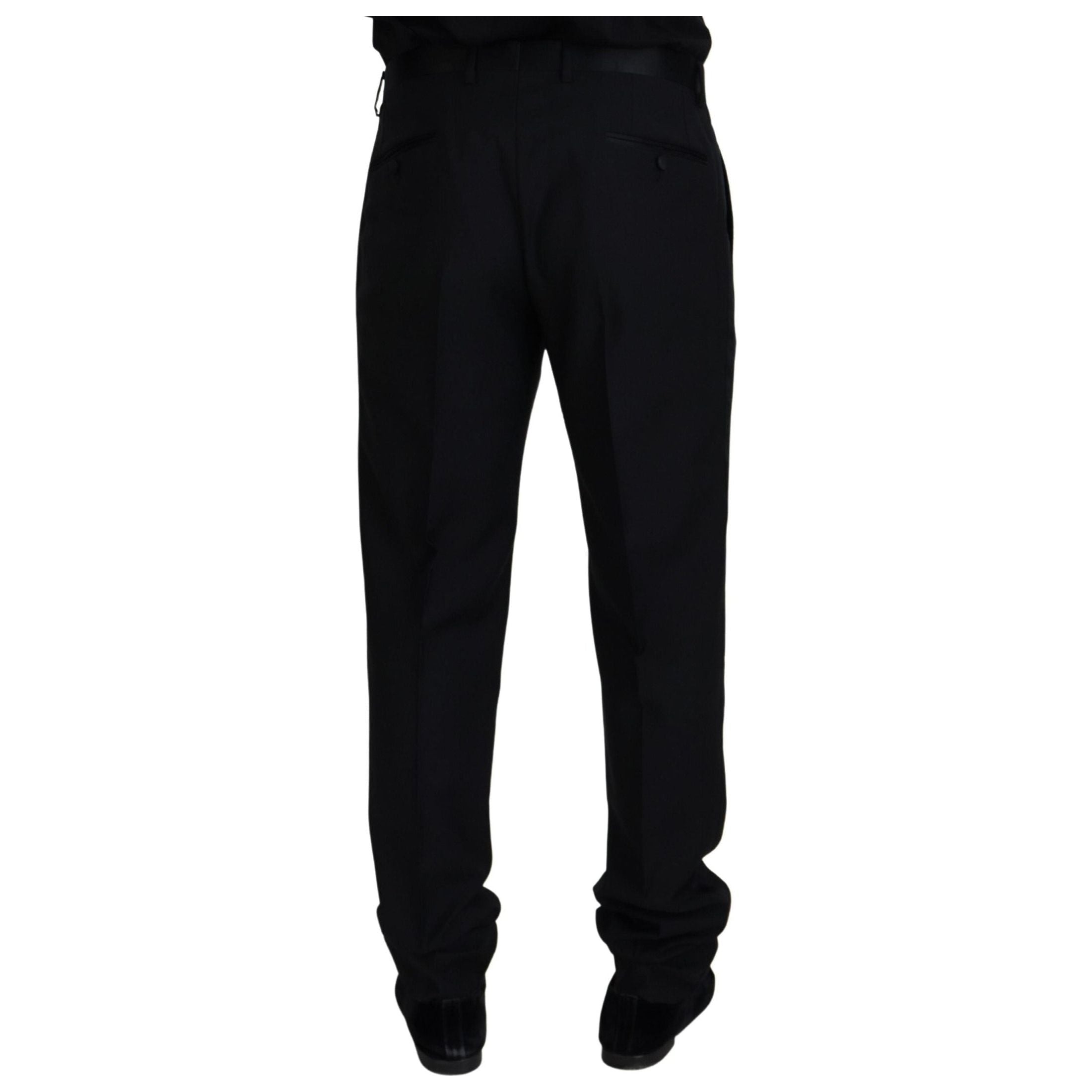 Elegant Black Virgin Wool Blend Trousers