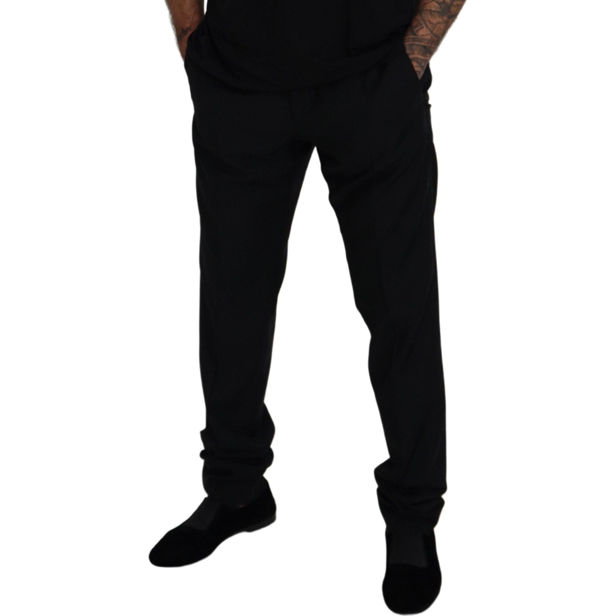 Elegant Black Virgin Wool Blend Trousers