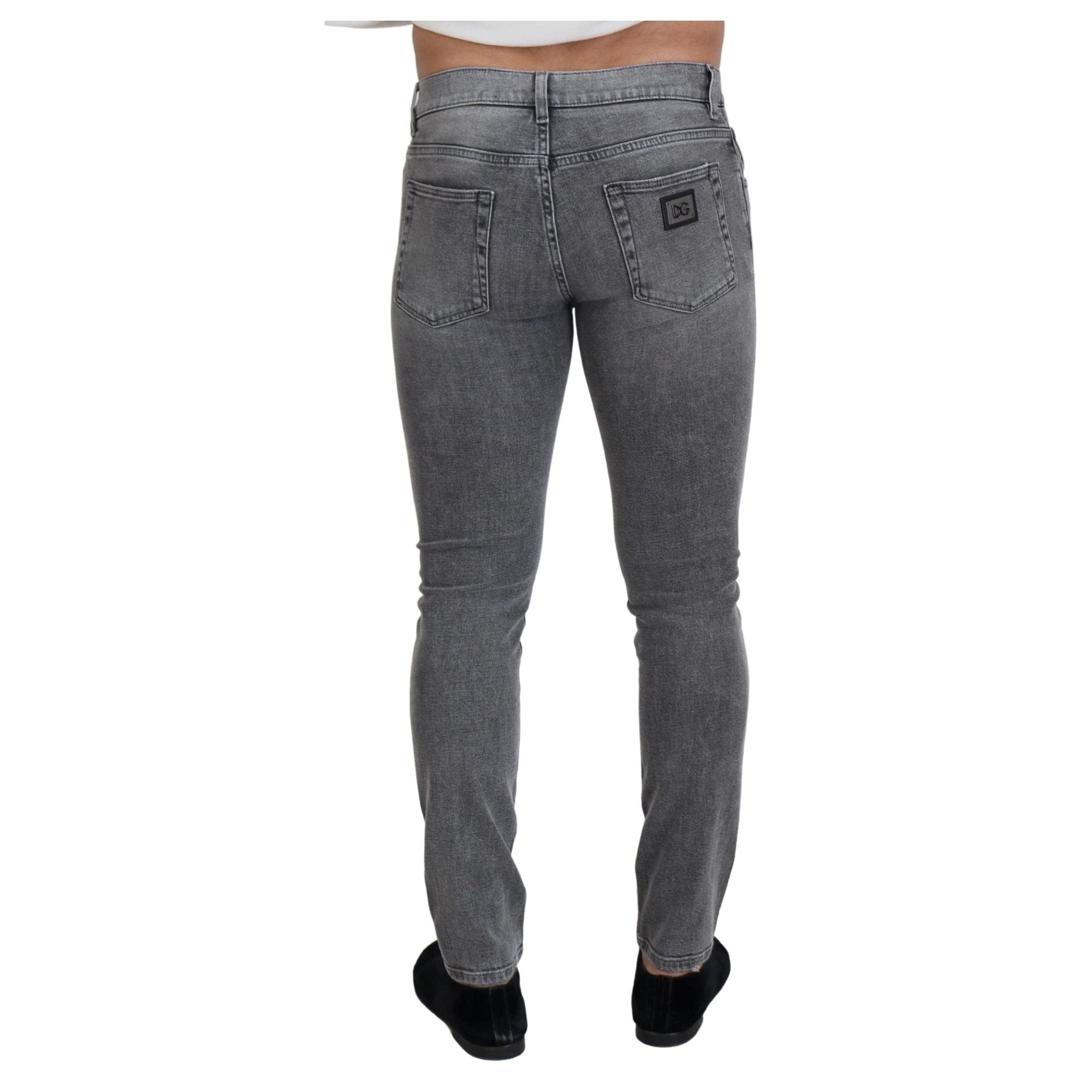 Chic Grey Washed Denim Pants