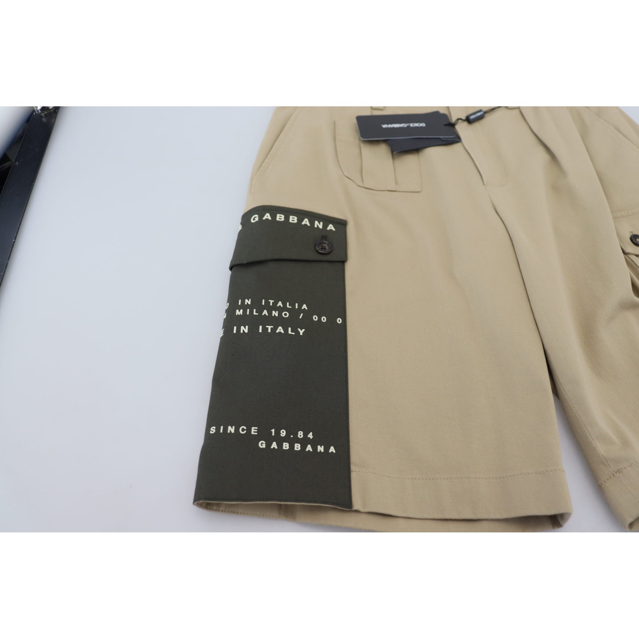 Elegant Beige Cotton Blend Designer Shorts