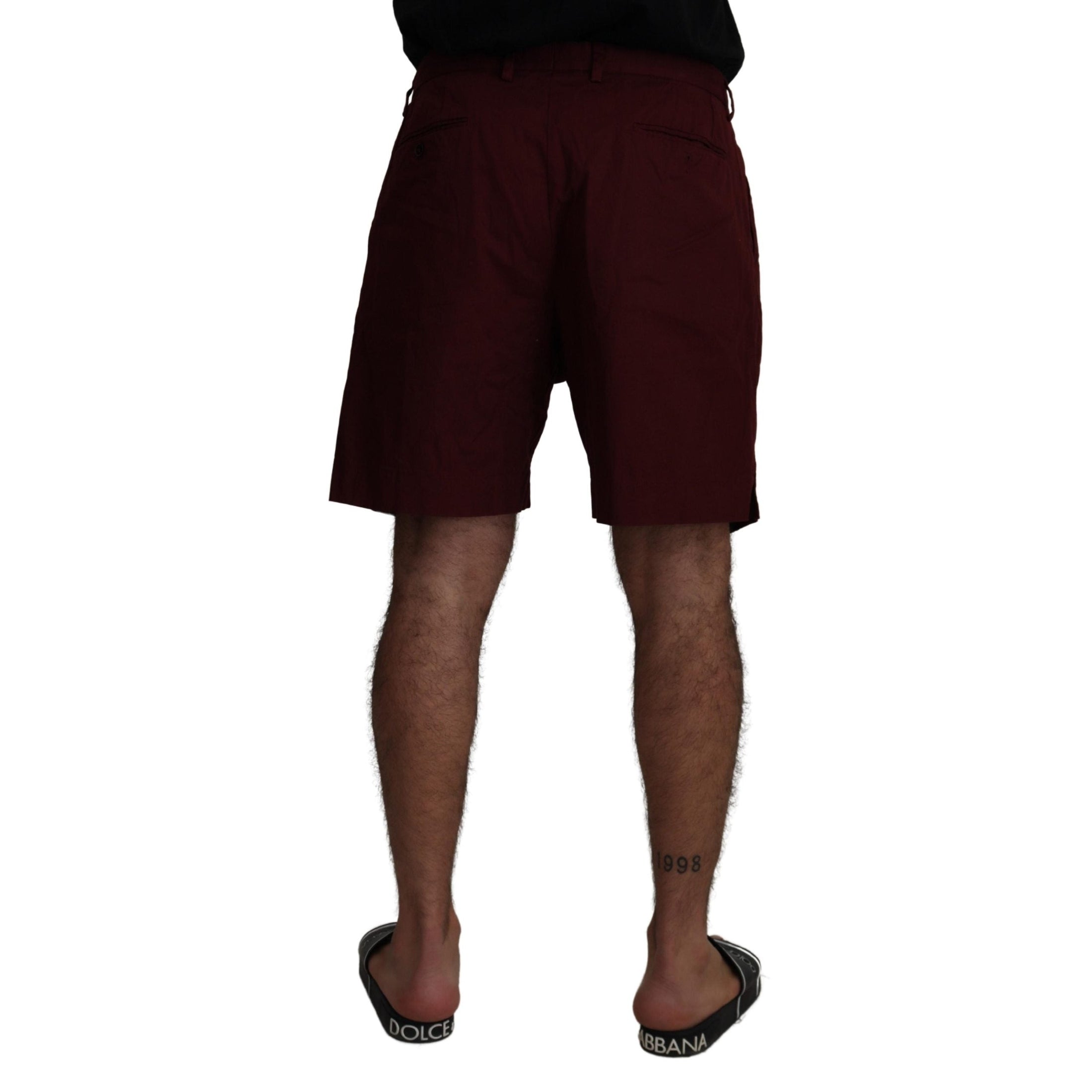 Elegant Maroon Cotton Blend Shorts