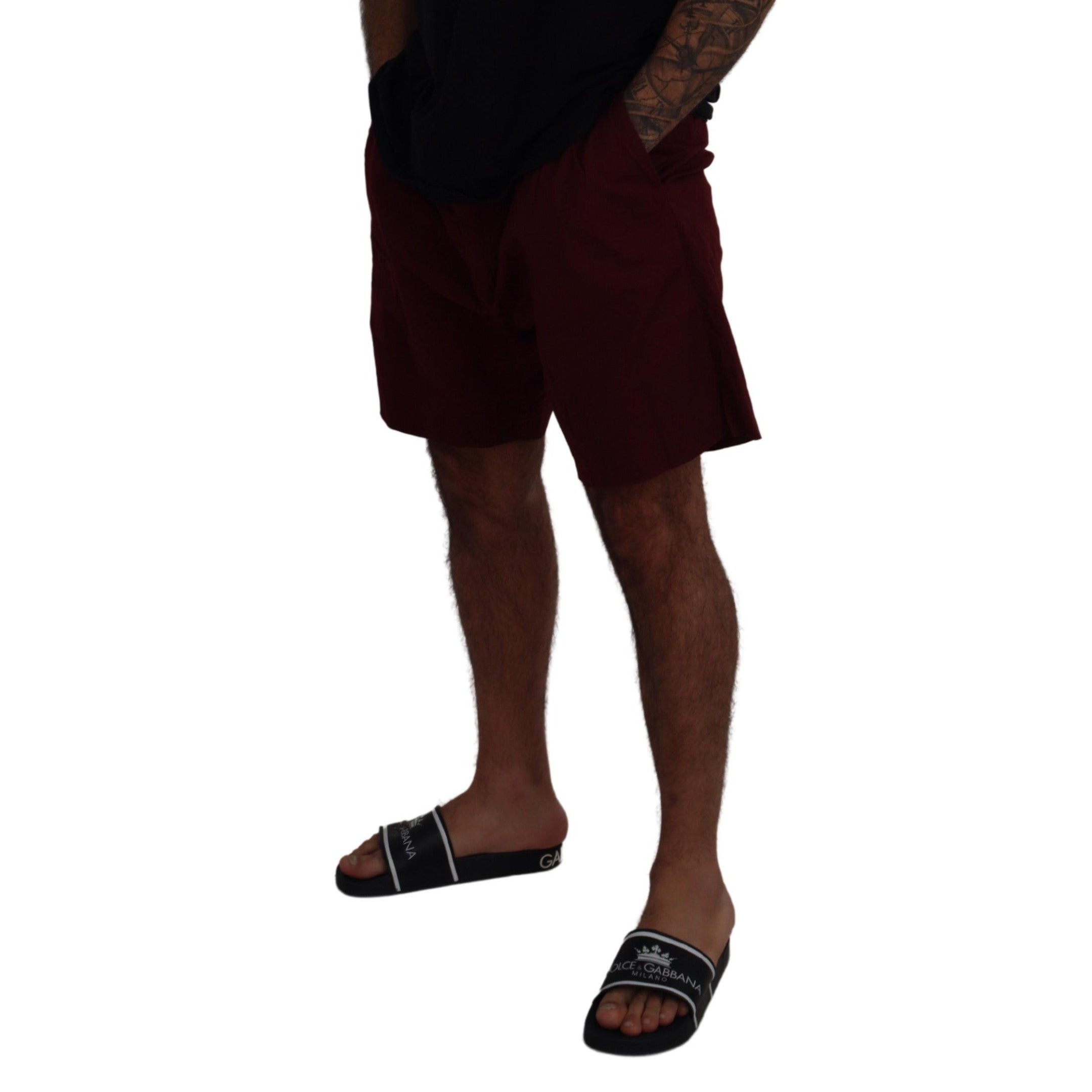 Elegant Maroon Cotton Blend Shorts