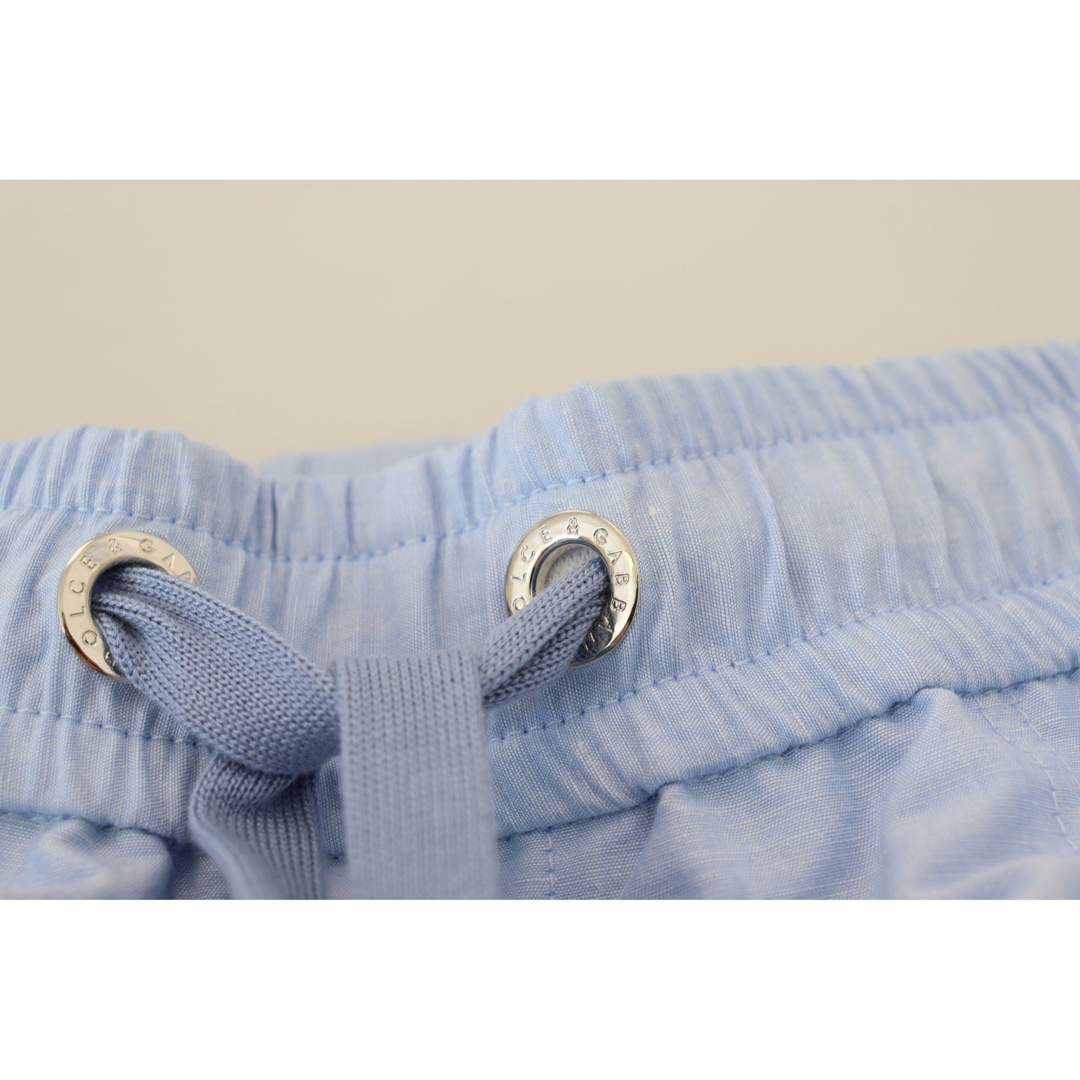 Elegant Light Blue Linen-Cotton Summer Shorts