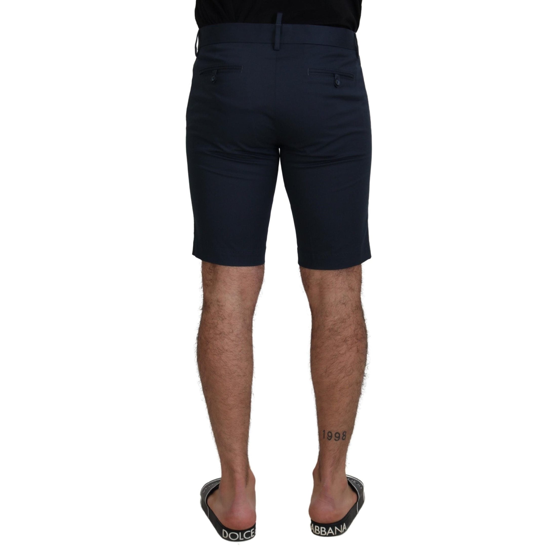 Elegant Blue Cotton Blend Shorts